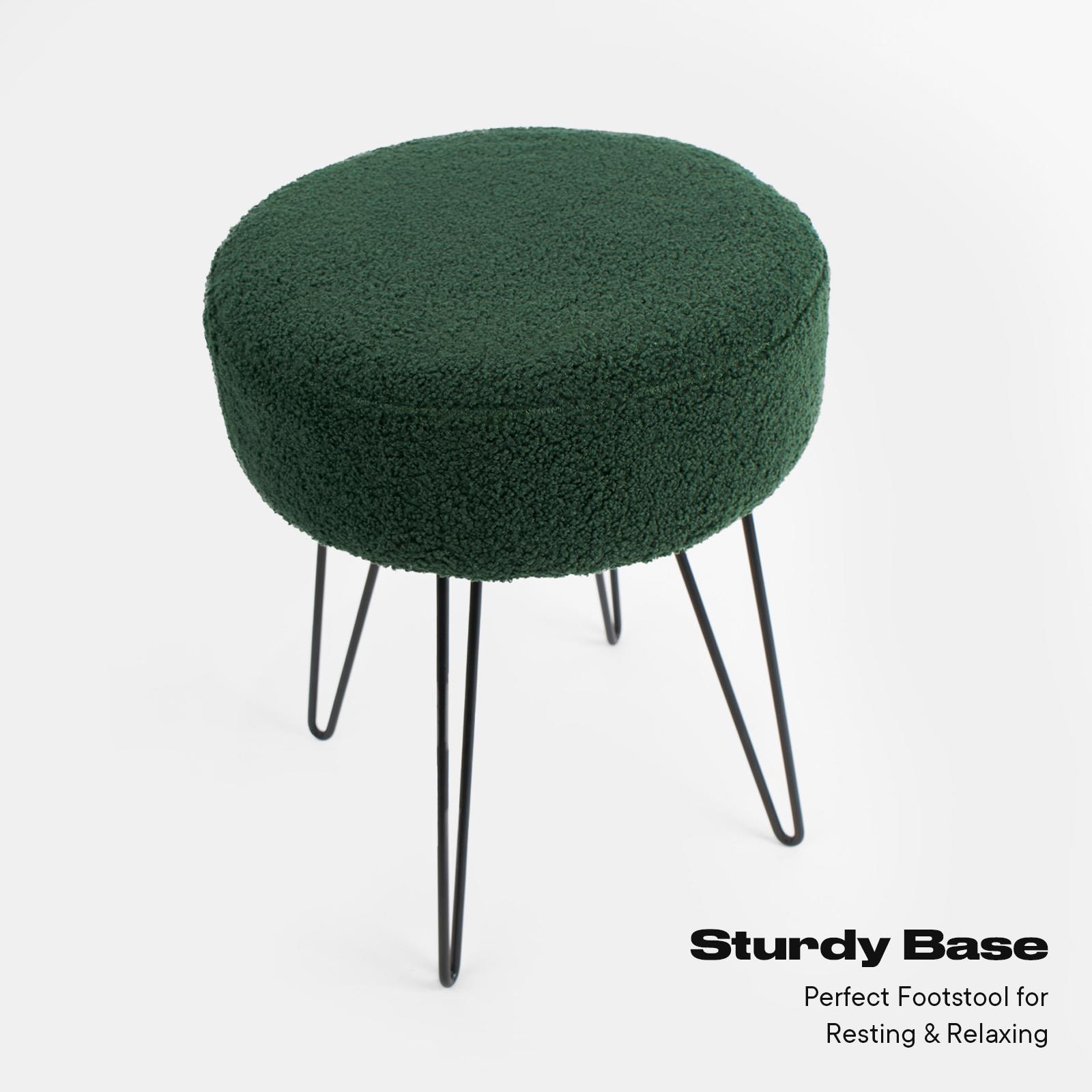 Stool Boucle Fleece Chair Dressing Table Vanity Seat Pouffe Home Spa Foot Rest