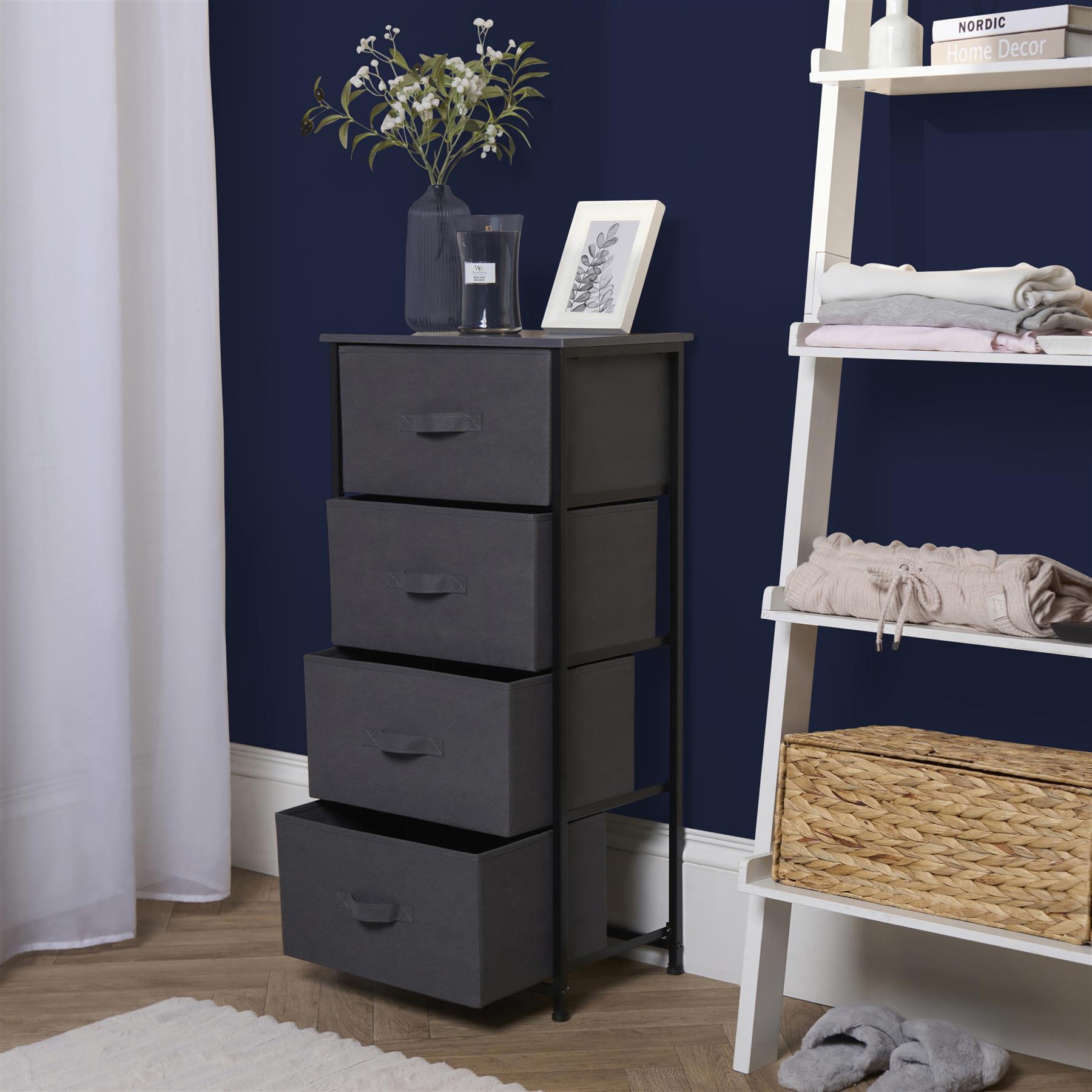 Fabric Cabinet Bedside 2/3/4 Drawers Storage Unit Clothes Shoes Home Organiser - Picture 88 of 94