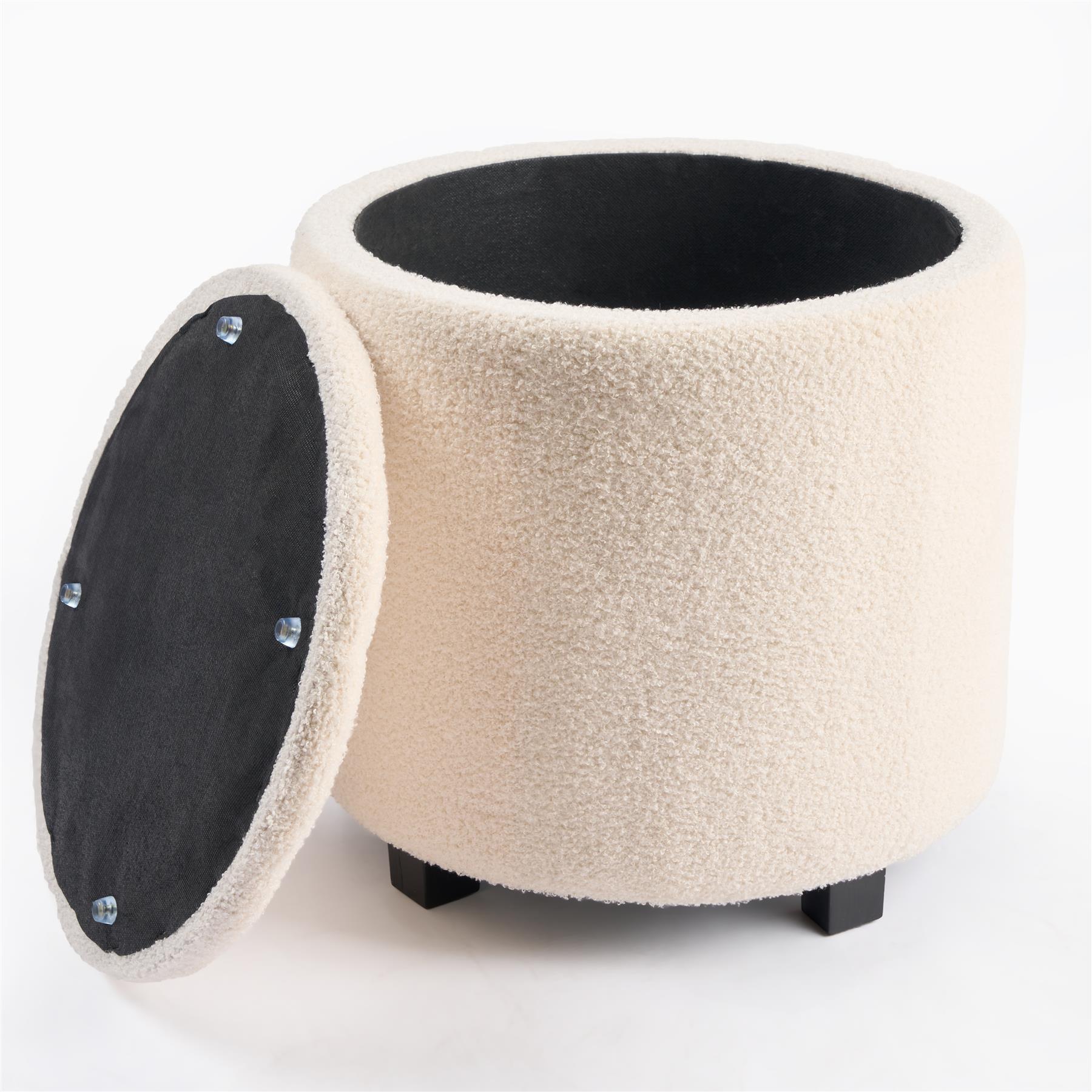 OHS Ottoman Stool Storage Boucle Vanity Seat Soft Foot Rest Pouffe Home Chair