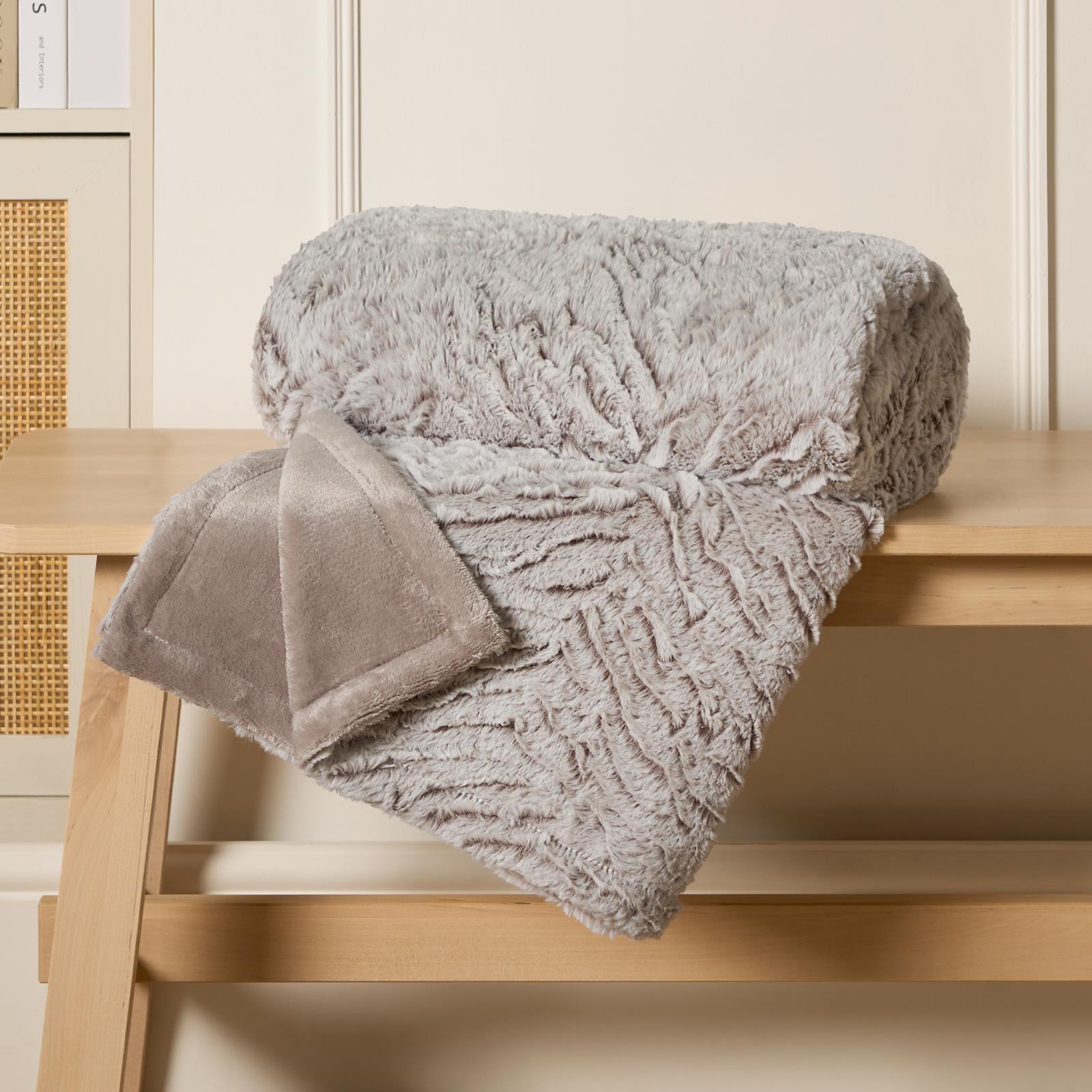 Faux Fur Fleece Throw Bed Blanket Plush Two Tone Warm Super Soft Sofa Bedspread