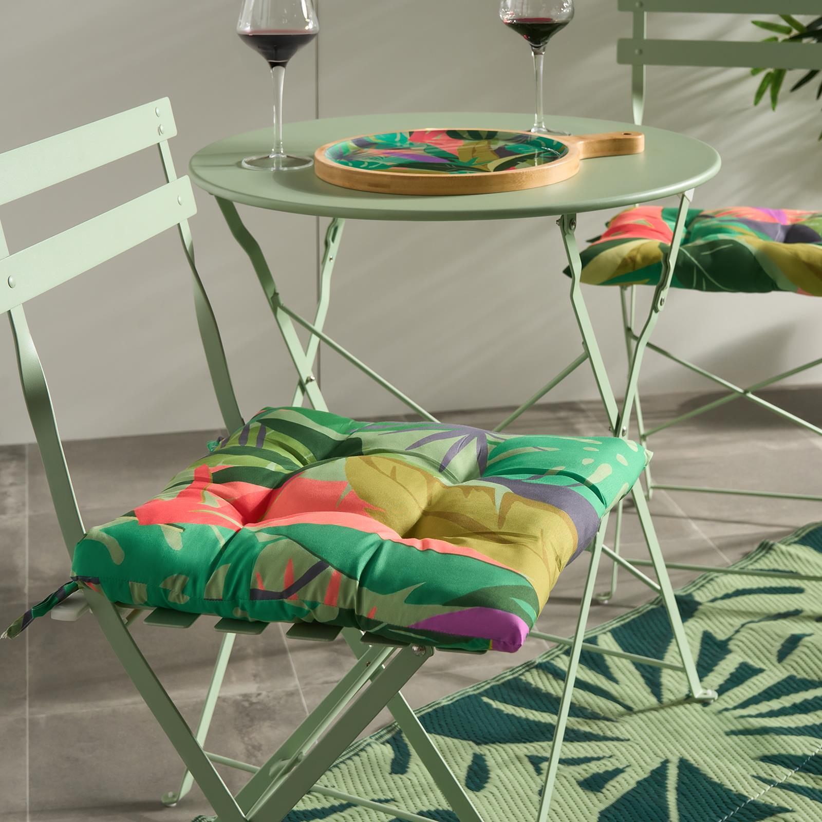 OHS Seat Pads 2 Water Resistant Outdoor Cushions Garden Chair Covers Ties