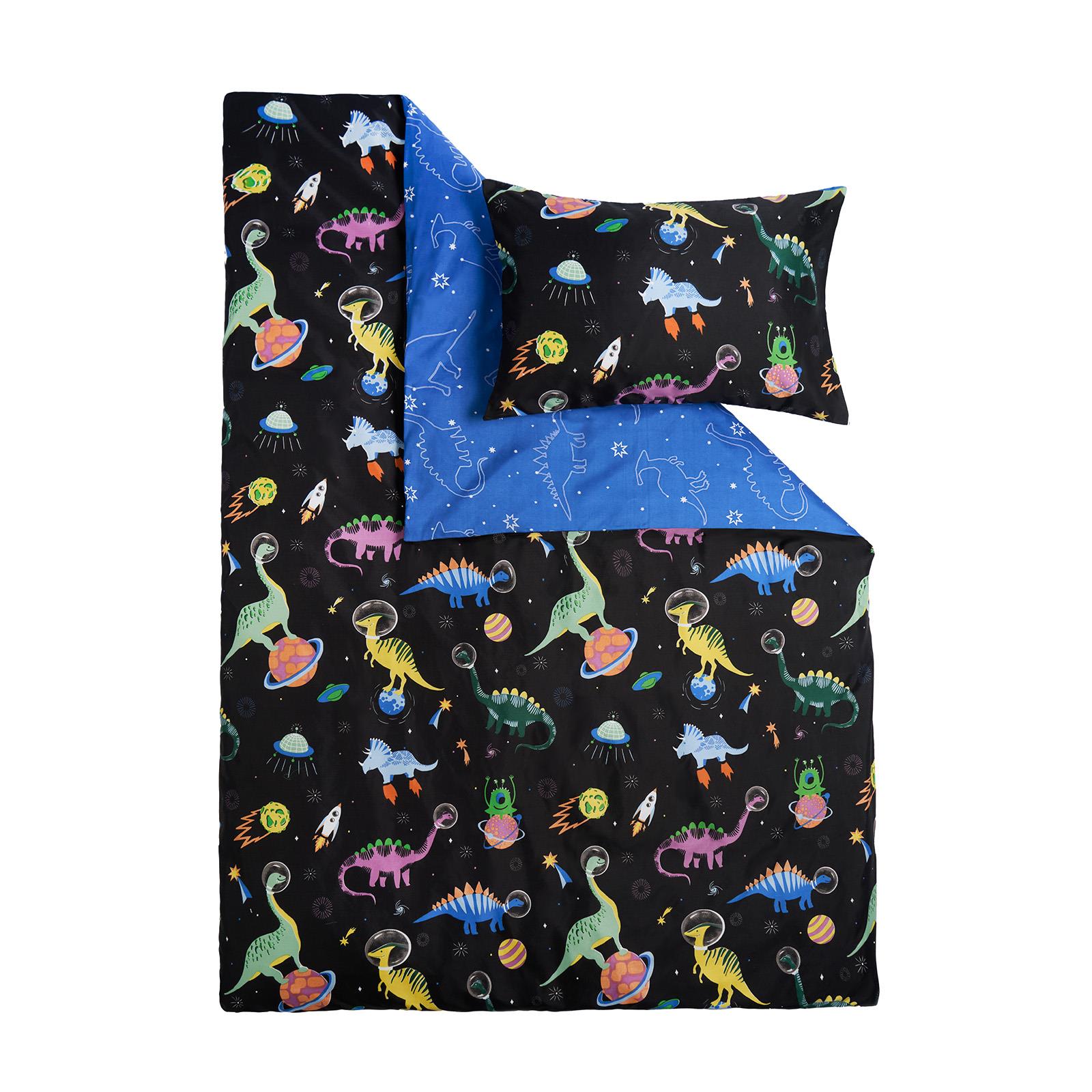 Space Duvet Cover Bedding Set Kids Pillowcases Dinosaur Soft Reversible Quilt