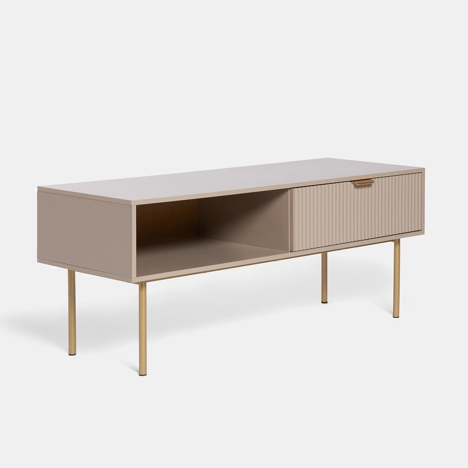 OHS Ribbed Coffee Table with Drawer Engineered Wood Shelf Storage Home Decor