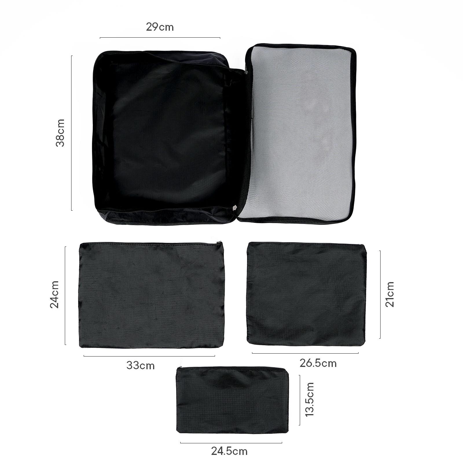 OHS Travel Bag Packing Cube Set Hand Luggage Suitcase Pouch Organiser 10pc Black