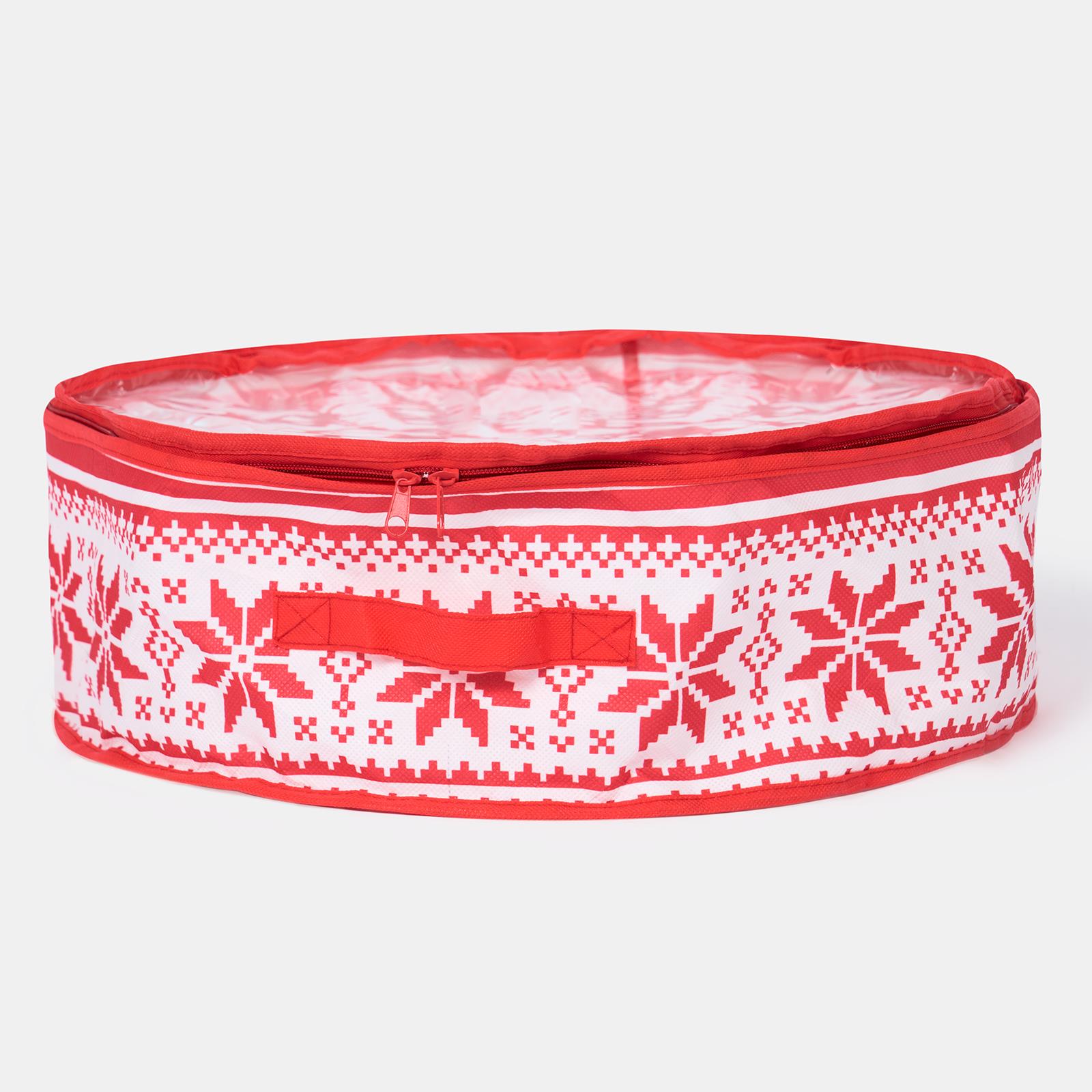 OHS Wreath Storage Bag Plain Printed Xmas Festive Decoration Holder Organiser
