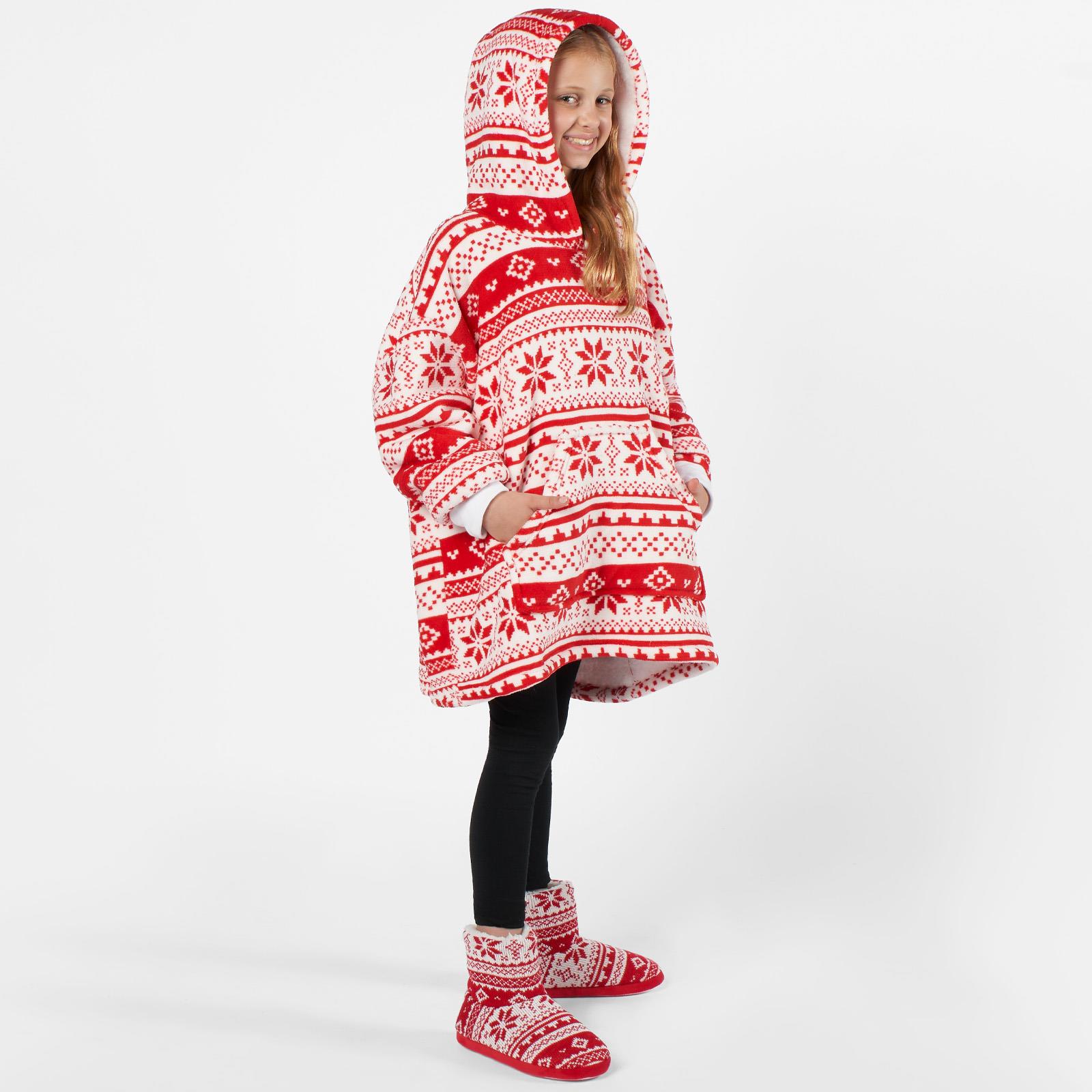 Kids Hoodie Blanket Oversized Sherpa Fleece Jumper Sweatshirt Soft Warm Throw - Picture 140 of 169