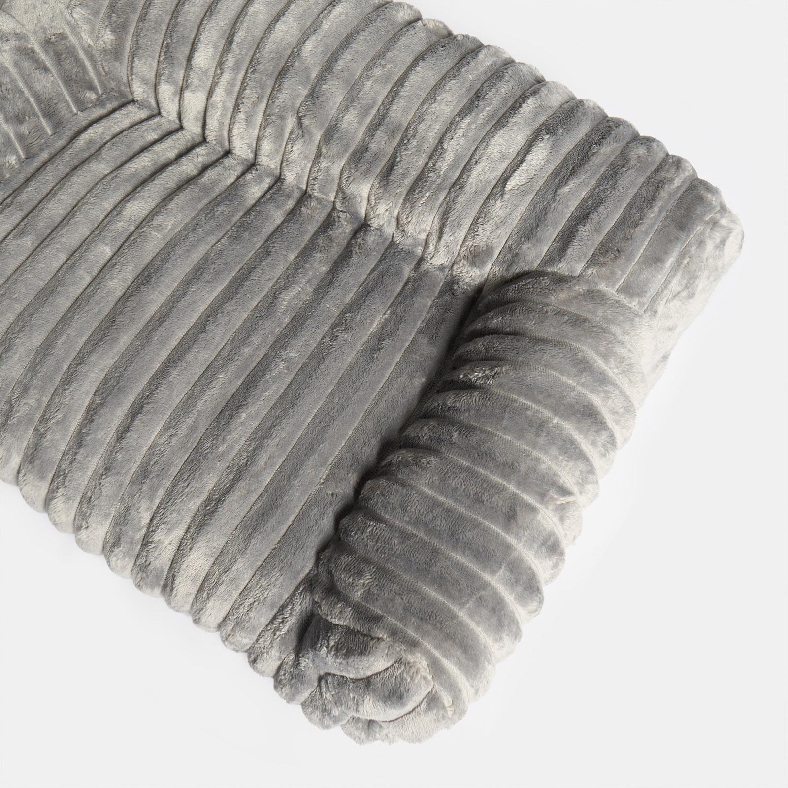OHS Ribbed Pet Bed Sofa Soft Fleece Dog Cat Washable Anti Anxiety Cushion Mat