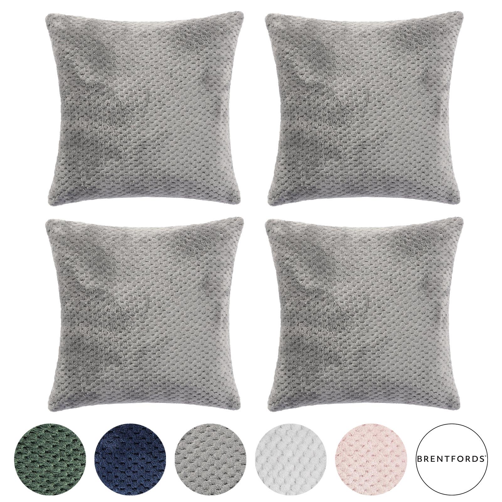 Brentfords Waffle Popcorn Fleece Set of 4 x Cushion Covers Pack Sofa - 18