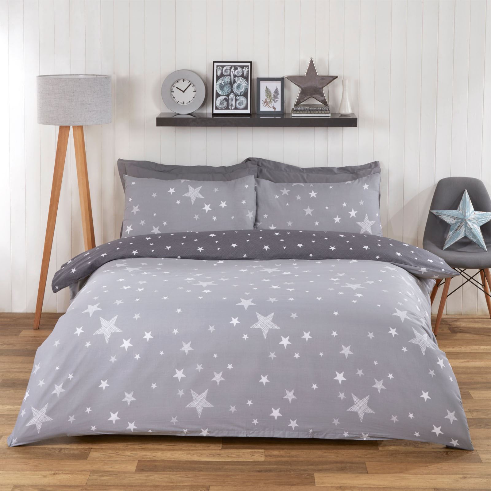 Dreamscene Galaxy Stars Duvet Cover with Pillowcase Kids Bedding Set Silver Grey eBay