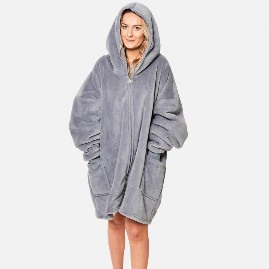 OHS Zip Up Hoodie Blanket Oversized Sherpa Fleece Thermal Sweatshirt Jumper
