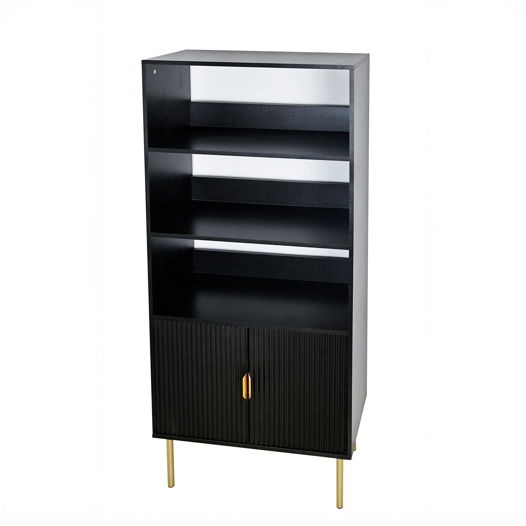 OHS Ribbed Display Cabinets 4 Tier Engineered Wood Shelf Storage Unit