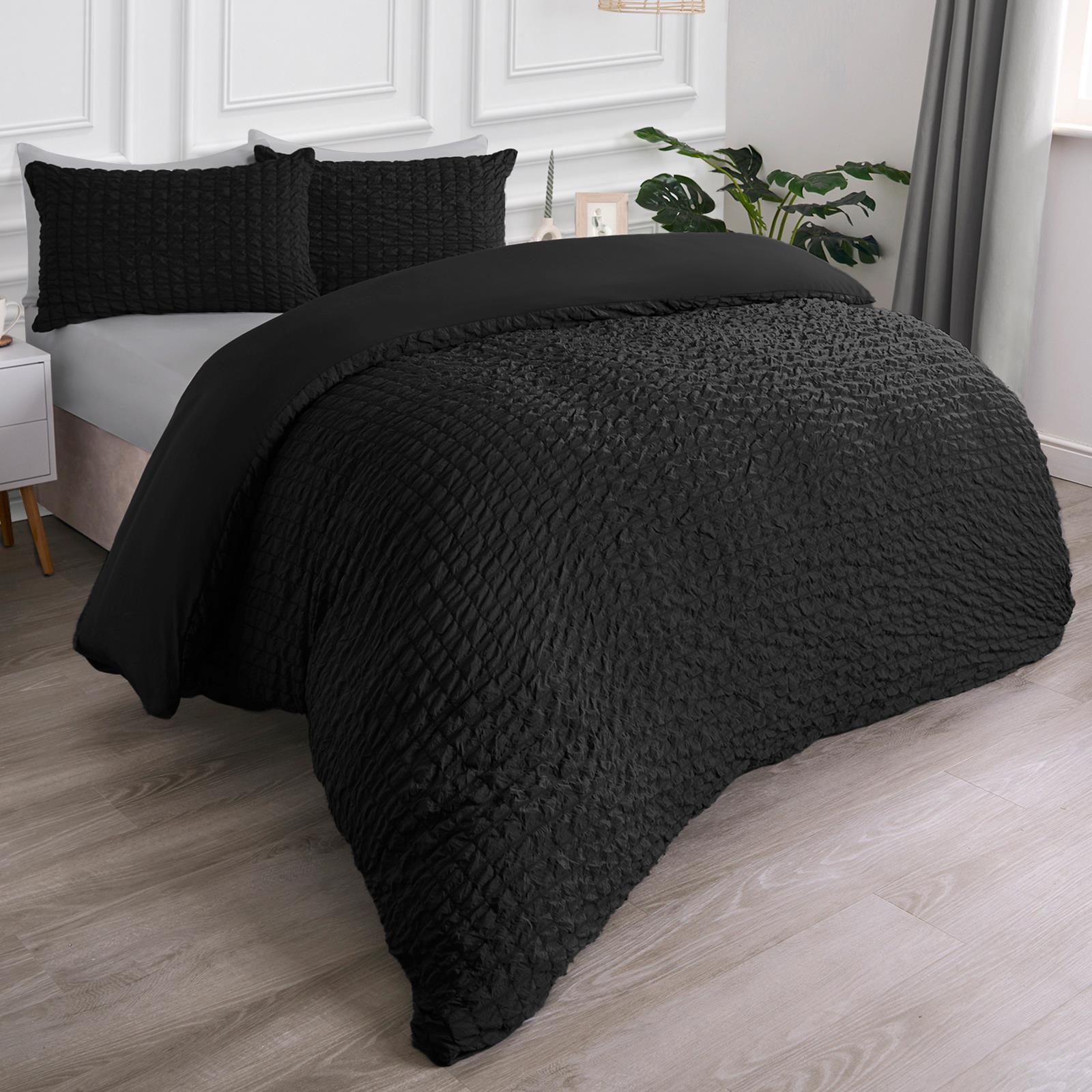 Luxury Seersucker Duvet Cover Set Geo Pillowcase Quilt Bedding Double King Size - Picture 3 of 36