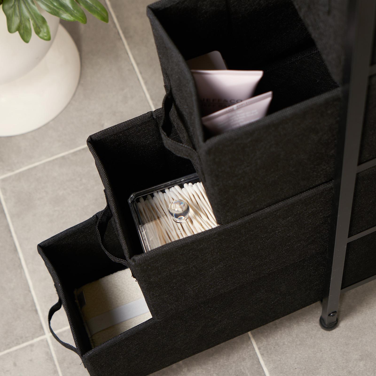Narrow 4 Drawer Storage Cabinet Bedside Table Unit Clothes Home Fabric Organiser