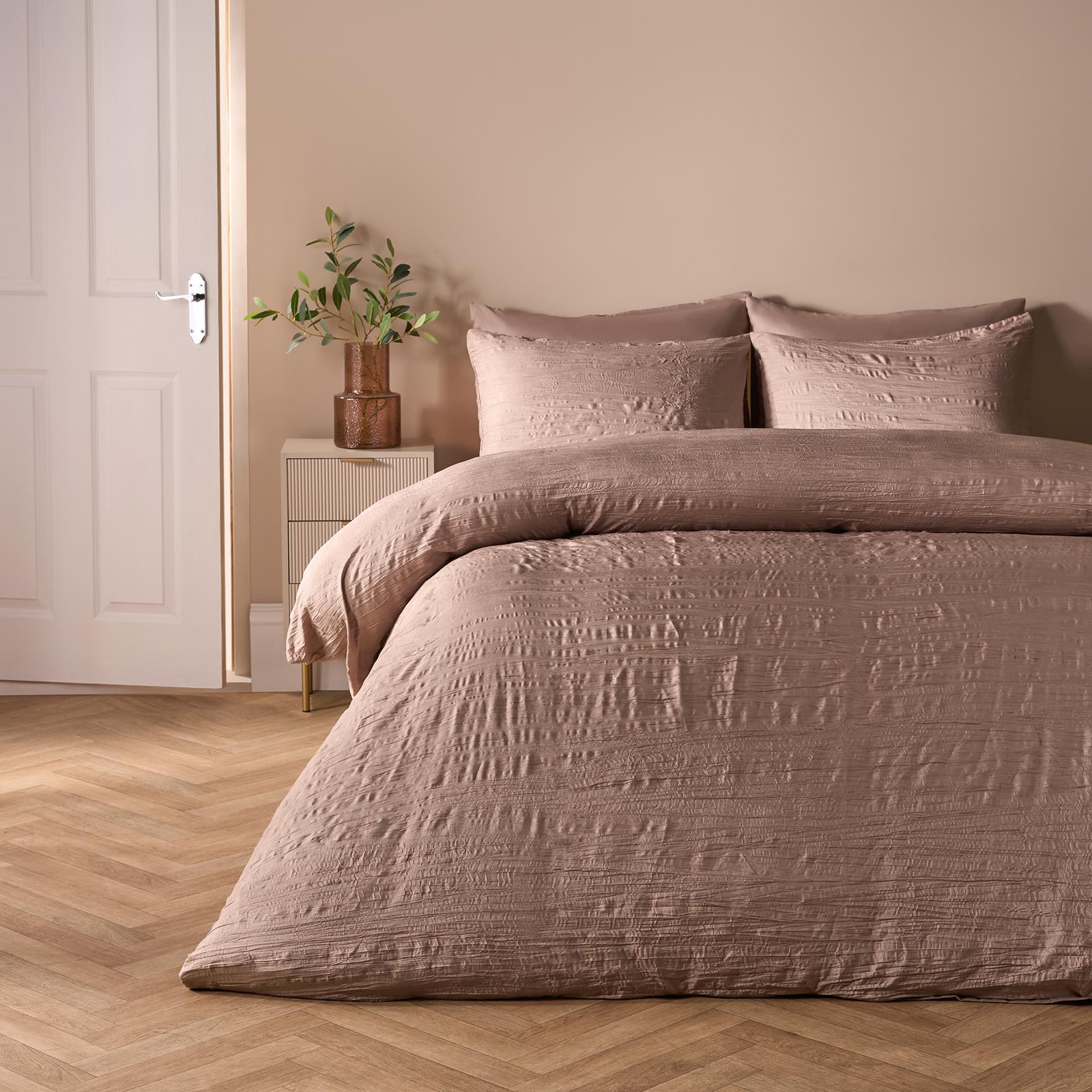 OHS Crinkle Bedding Set Textured Microfibre Duvet Cover with Pillowcase