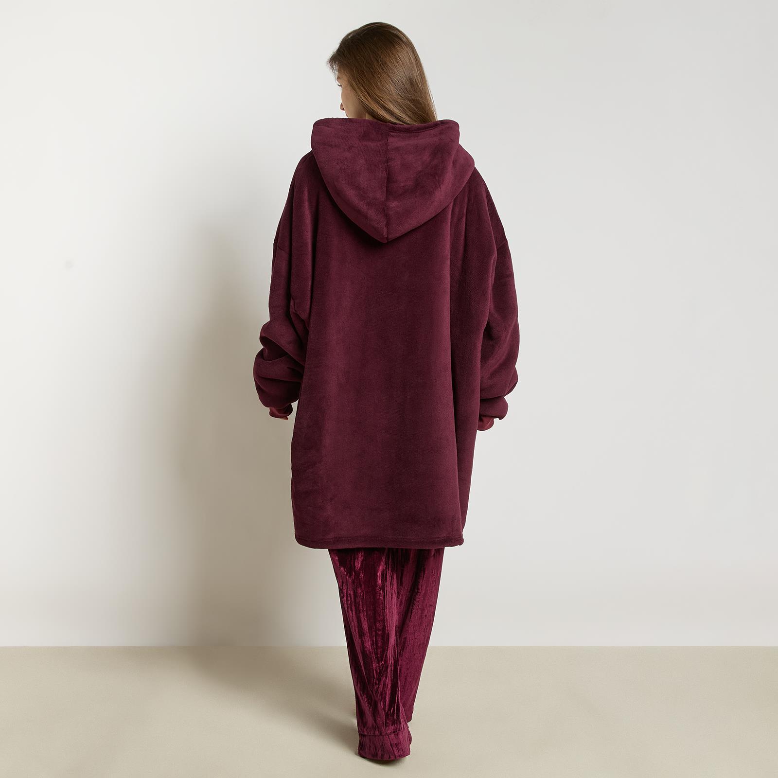 OHS Zip Up Hoodie Blanket Oversized Sherpa Fleece Thermal Sweatshirt Jumper
