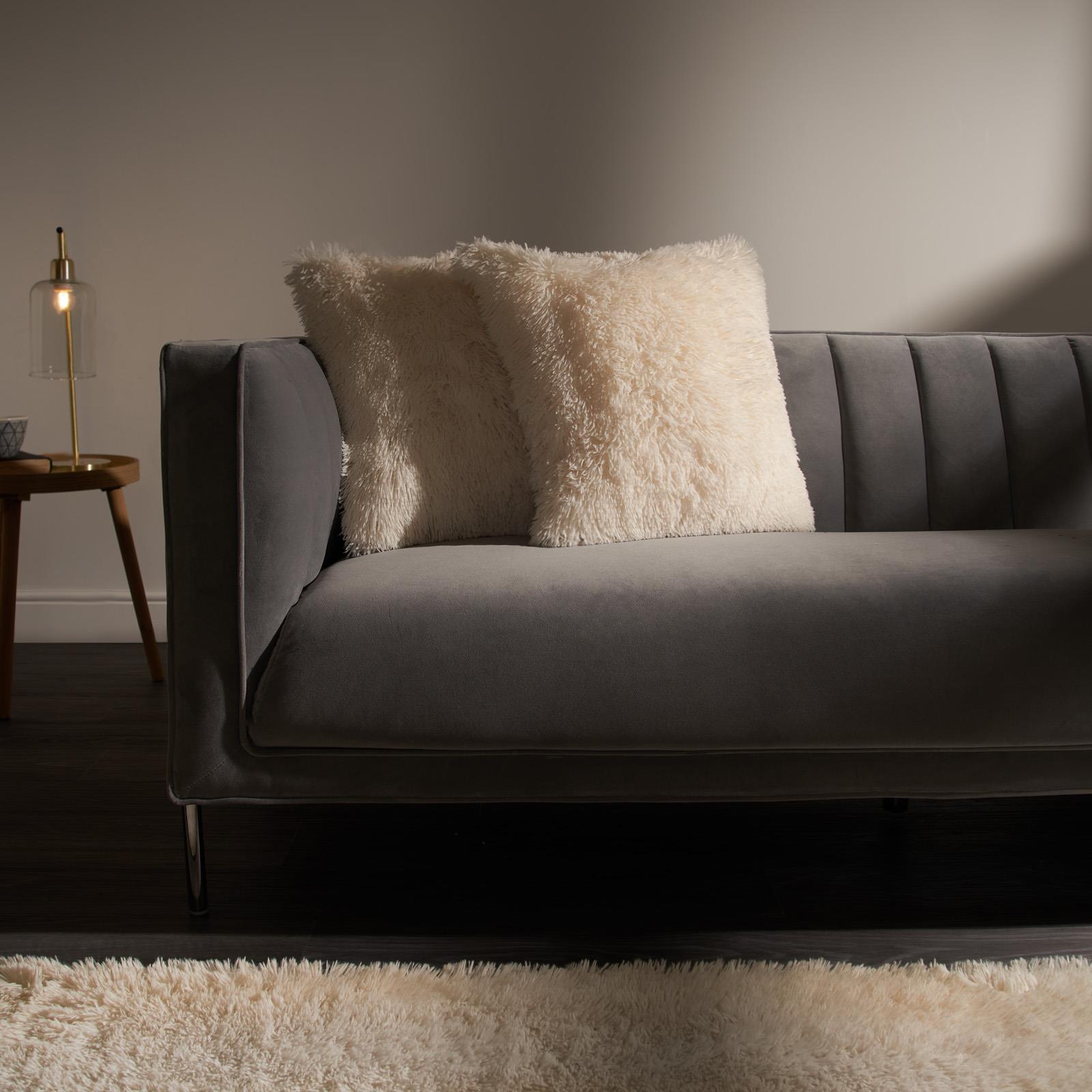Sienna Set of 2 Fluffy Cushion Covers Shaggy Set Scatter Sofa 18