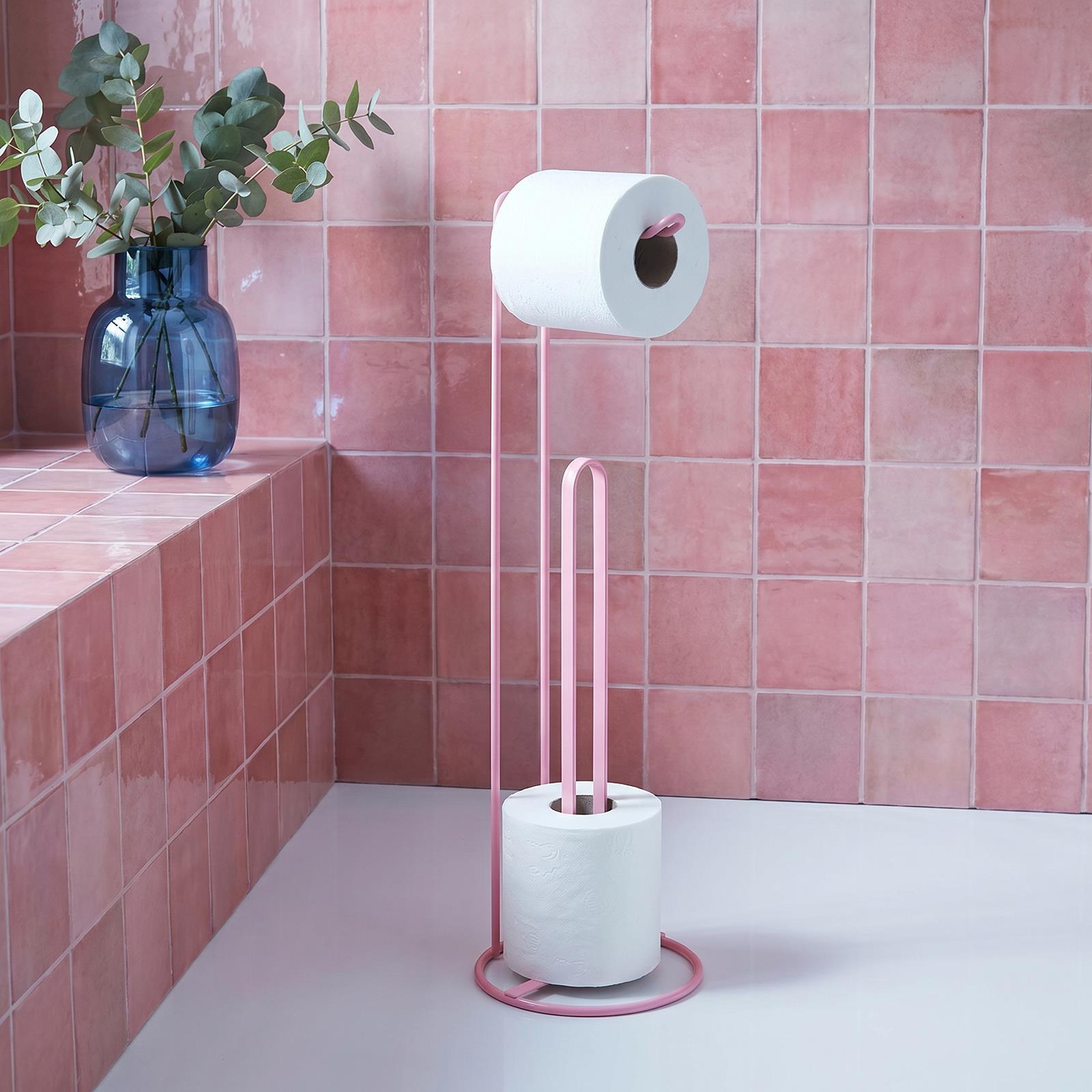 OHS Metal Toilet Roll Holder Freestanding Bathroom Storage Organiser