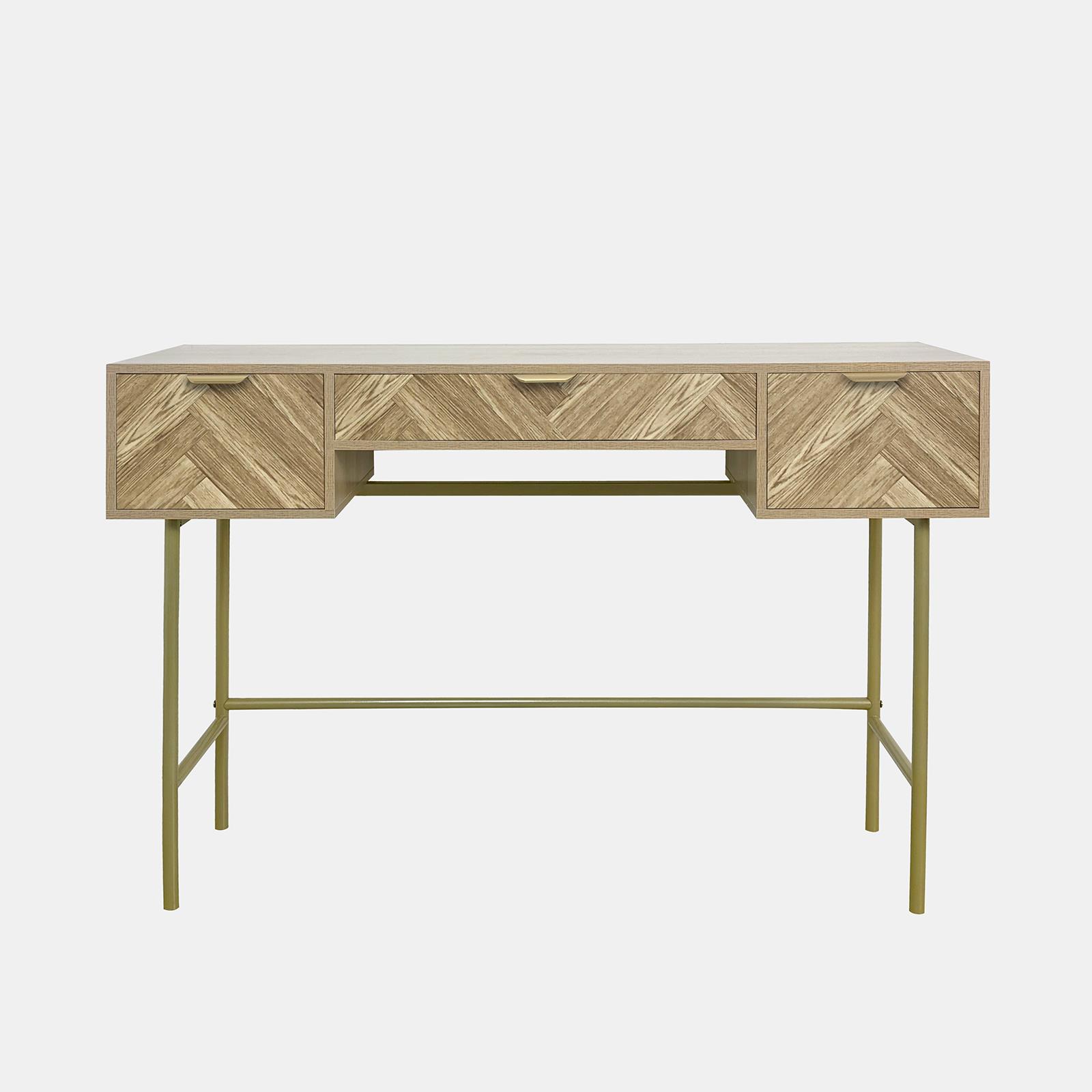 OHS Chevron Dressing Table Engineered Wood Makeup Vanity Desk with 3 Drawers