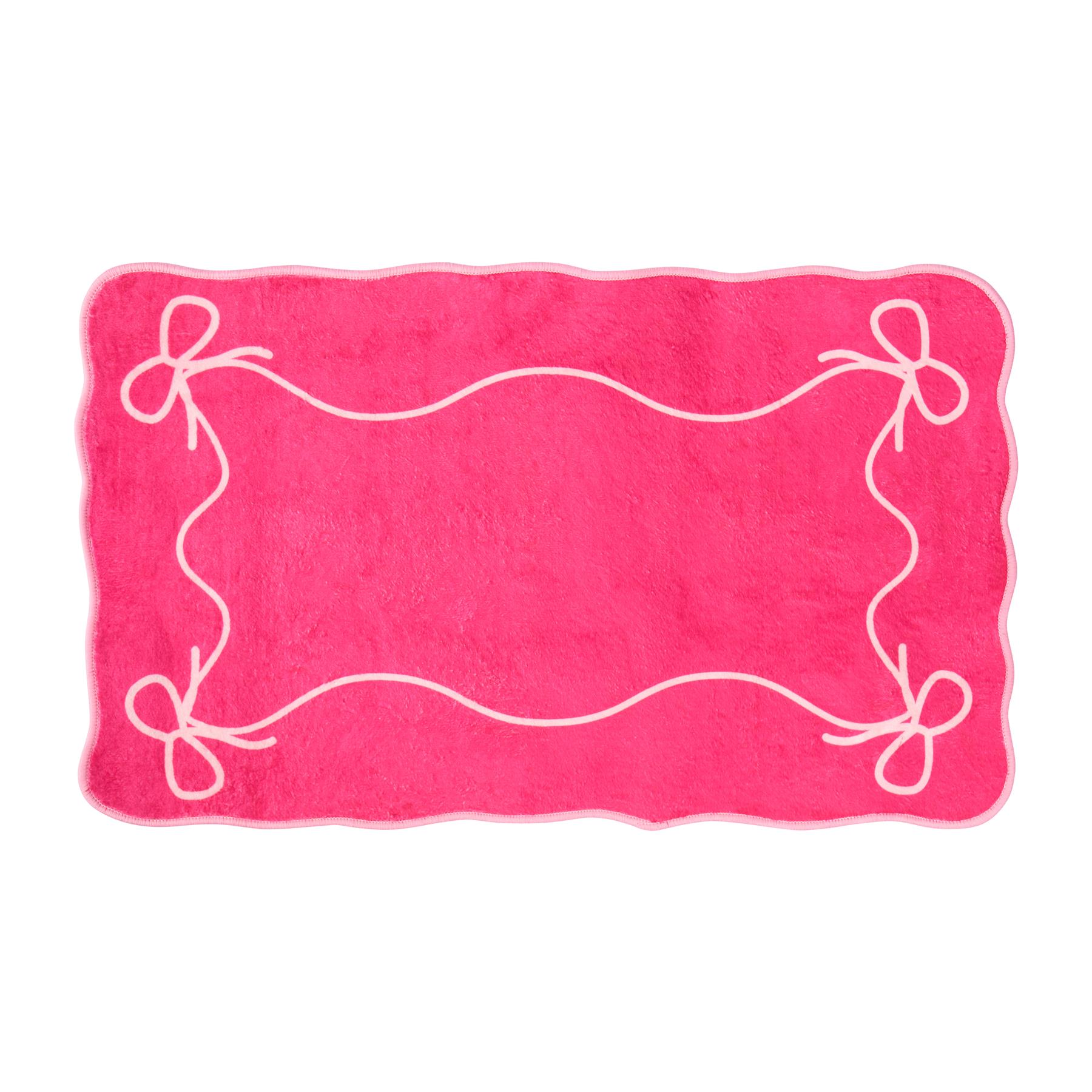 OHS Bows Bath Mat Soft Velvet Quick Dry Non-Slip Bathroom Shower Rug