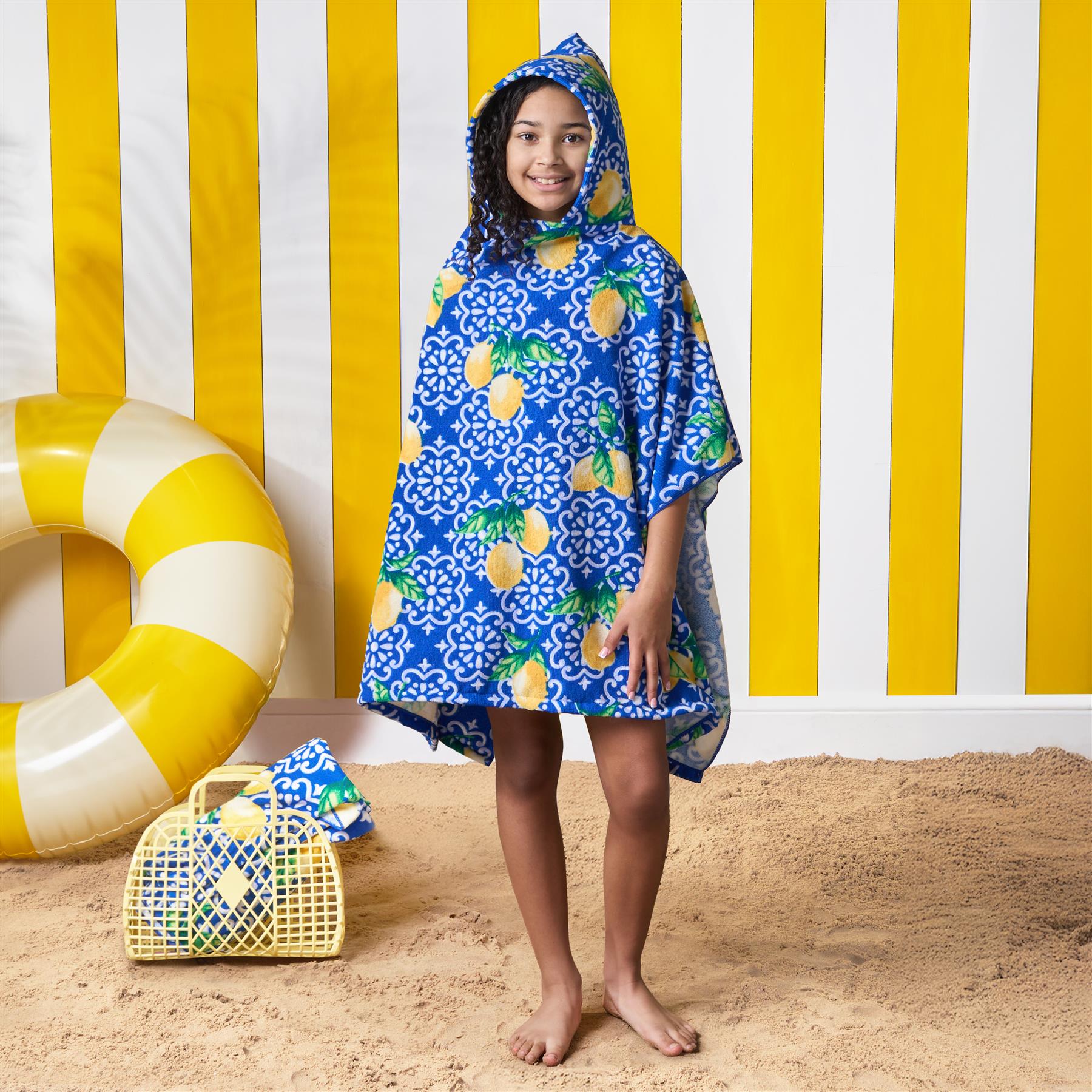 Kids Poncho Beach Towel Hooded Quick Dry Microfibre Holiday Swimming Absorbent - Picture 67 of 139