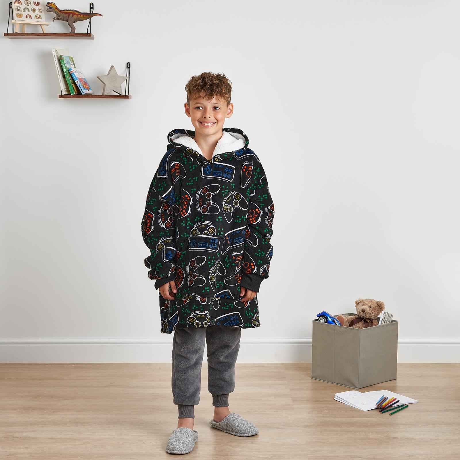Kids Hoodie Blanket Oversized Sherpa Fleece Jumper Sweatshirt Soft Warm Throw - Picture 6 of 169