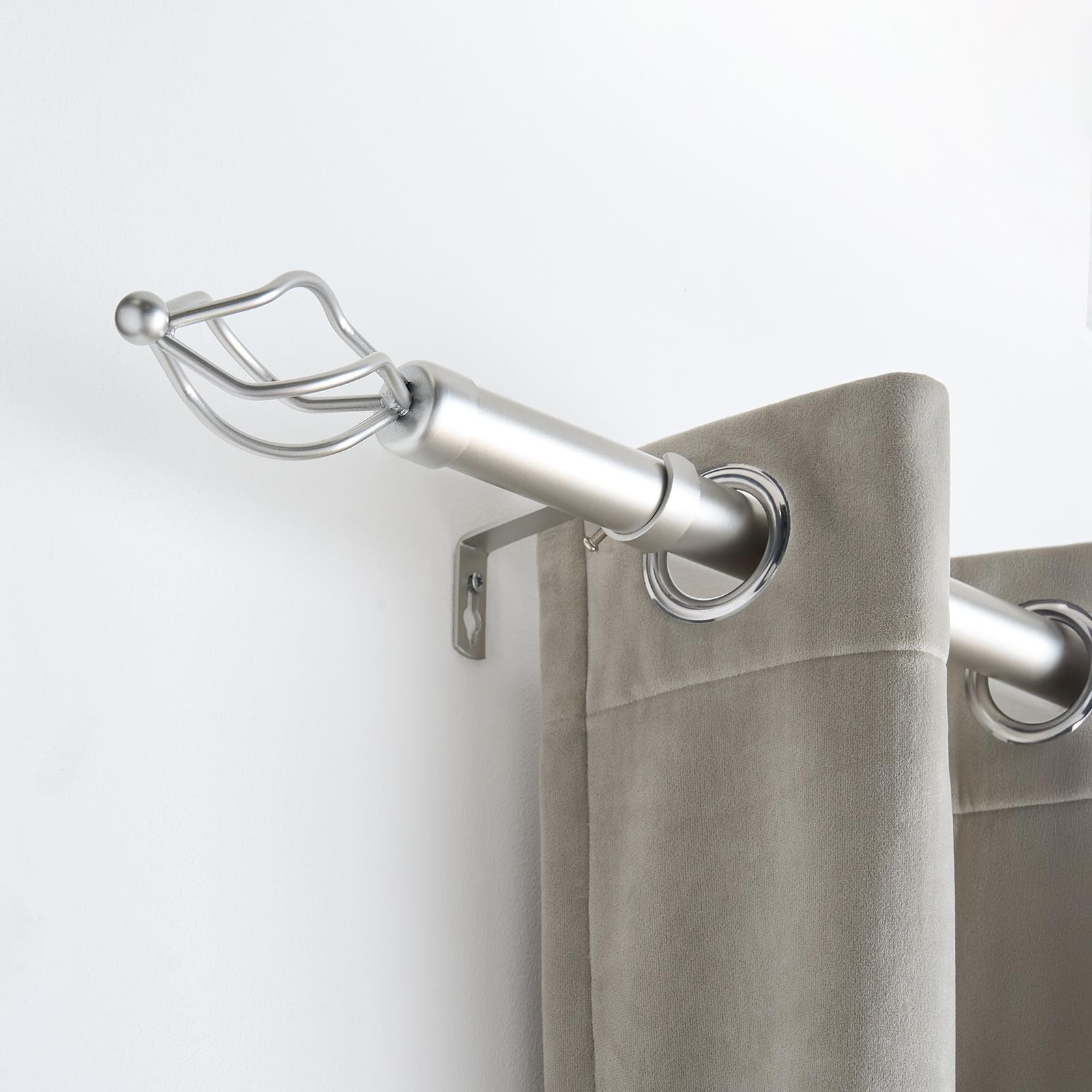 OHS 70-120cm Curtain Pole Extendable Metal 16mm Ball Trumpet Twist Finnials