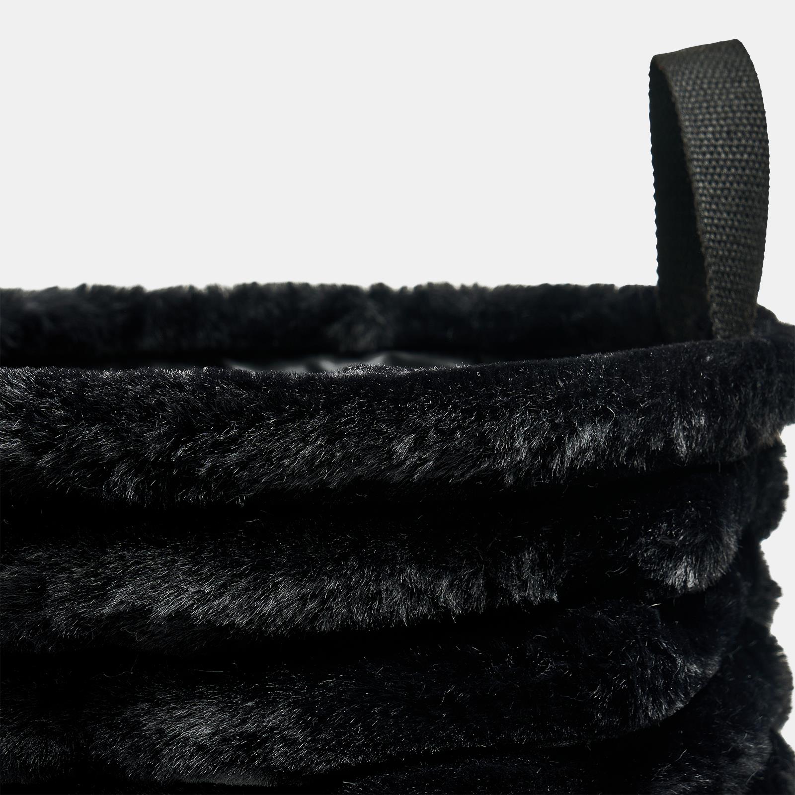 OHS Ribbed Storage Basket with Handles Faux Fur Compact Bucket Organiser