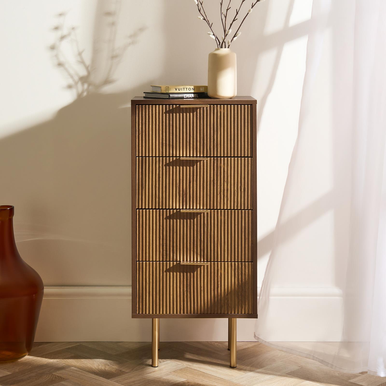OHS Ribbed Drawer Unit Bedside Table 3/4/5/6 Draw Cabinet Nightstand Sideboard