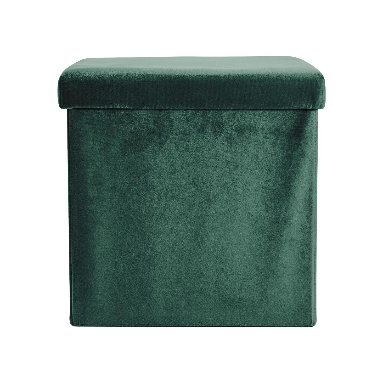 OHS Folding Ottoman Storage Box Footstool Tub Space Saving Velvet Seat