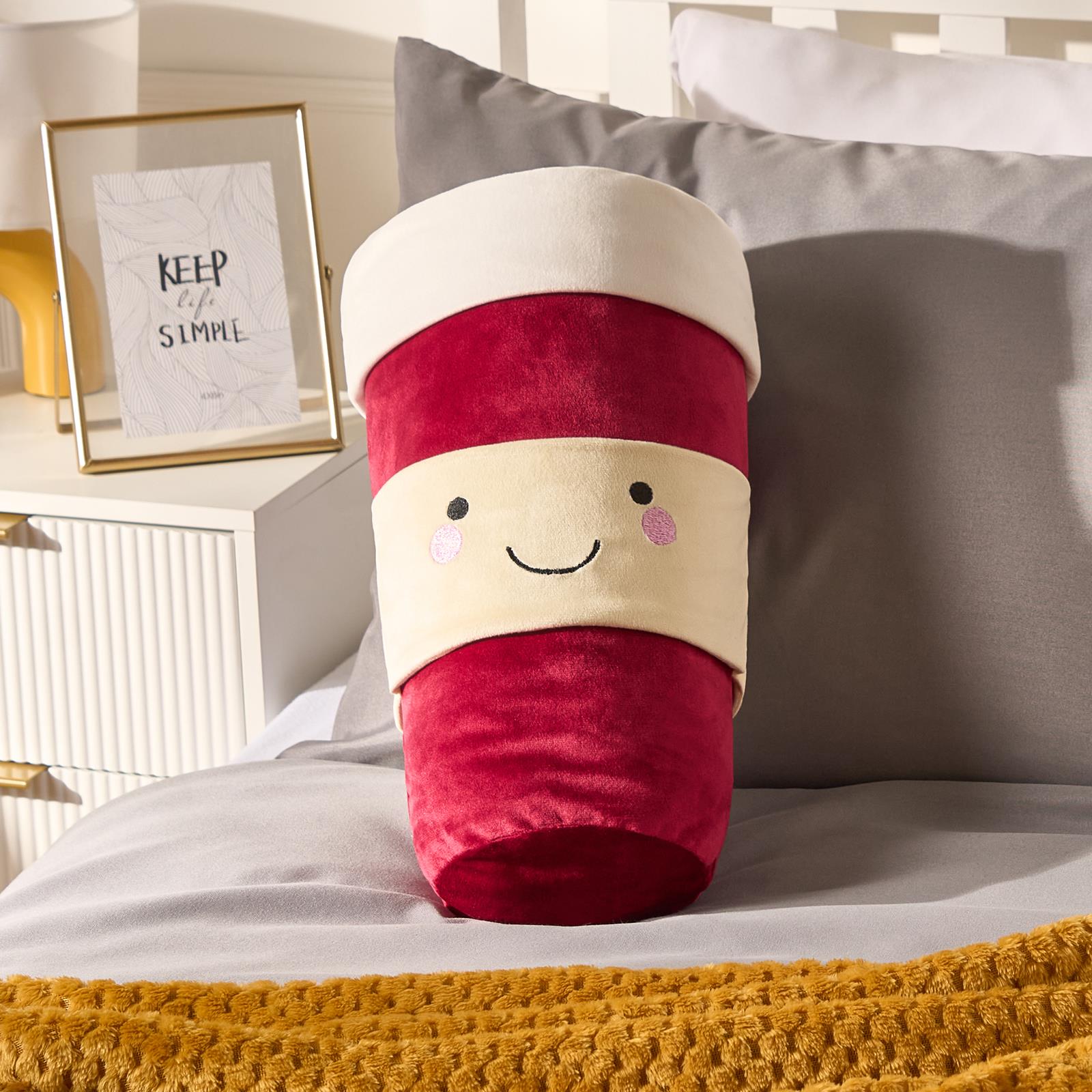 OHS Coffee Cup Cushion Decorative Filled Scatter Throw Pillow Home Decor