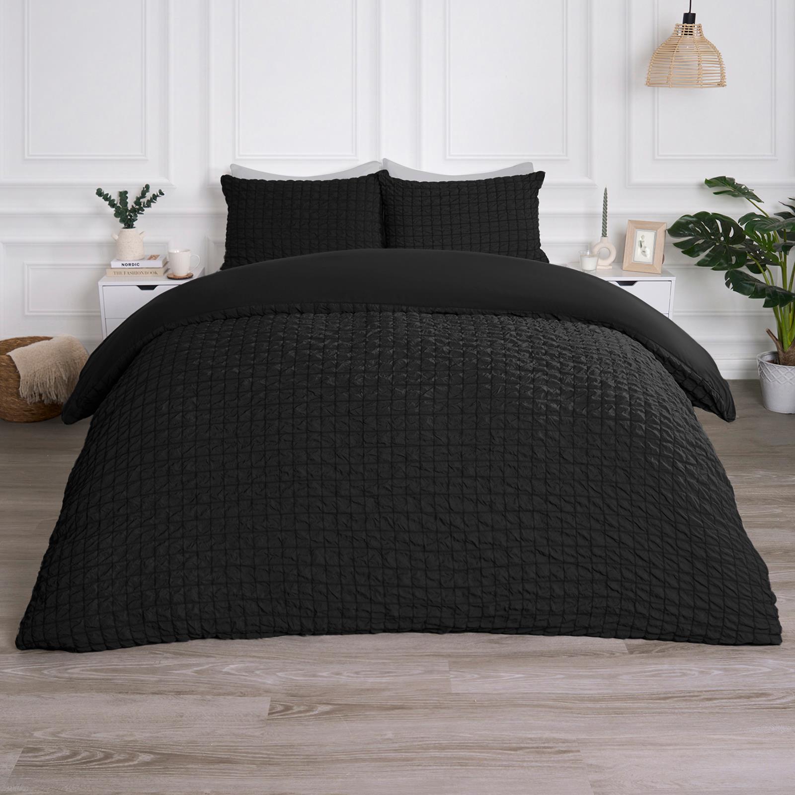 Luxury Seersucker Duvet Cover Set Geo Pillowcase Quilt Bedding Double King Size - Picture 2 of 36