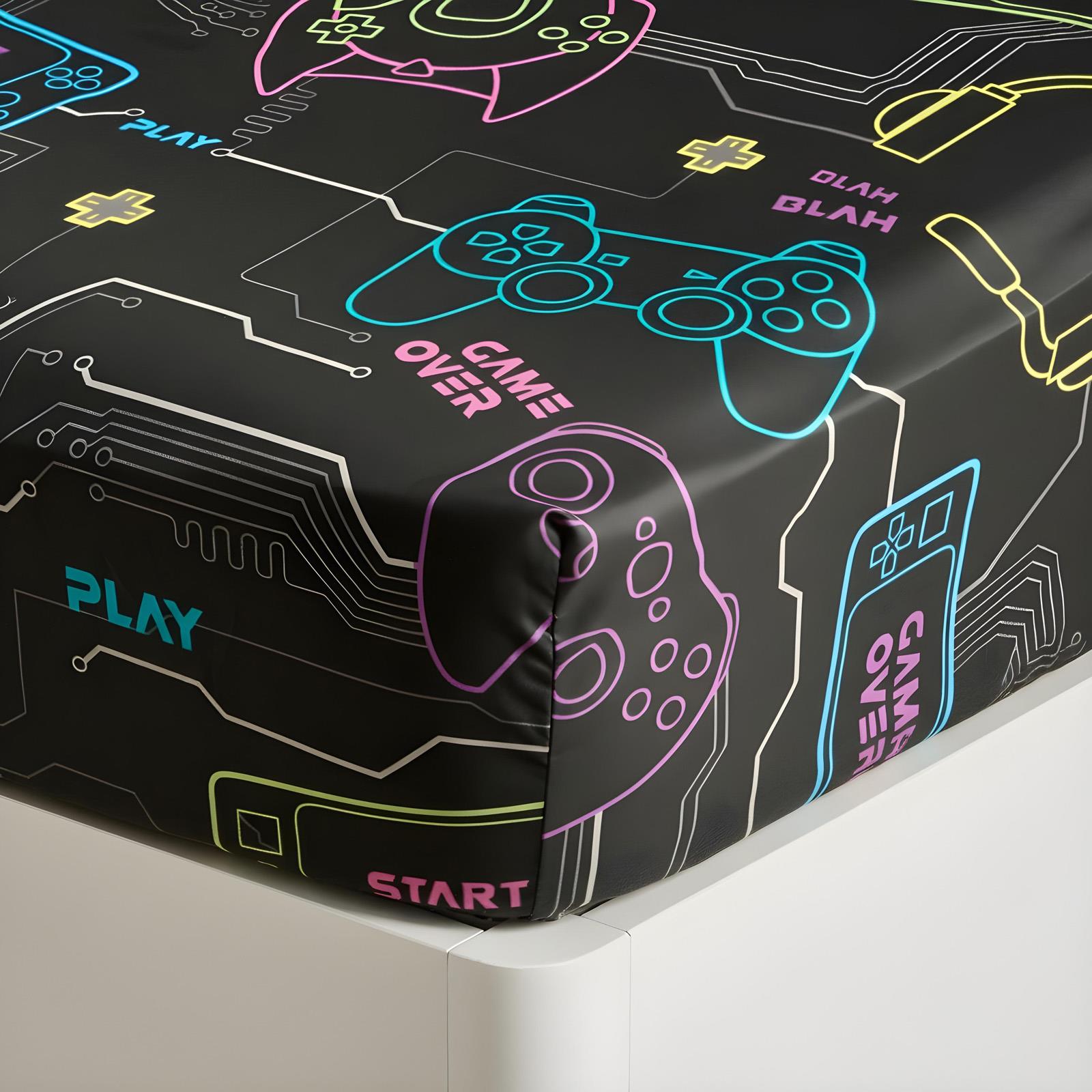 OHS Kids Microfibre Fitted Sheet Fun Print 25cm Hotel Quality Easy Care