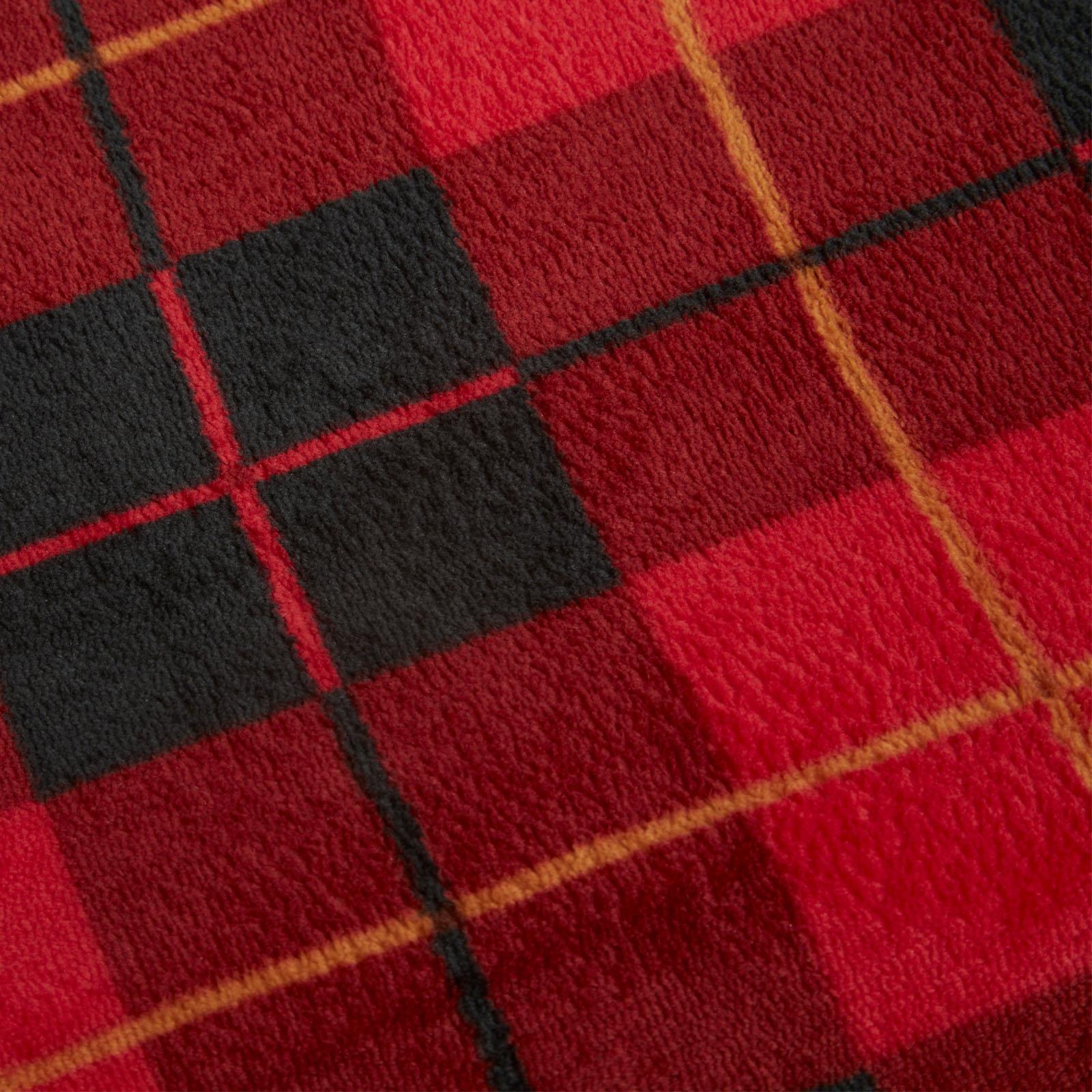 OHS Large Tartan Sherpa Flannel Fleece Throw Over Bed Blanket Check Red