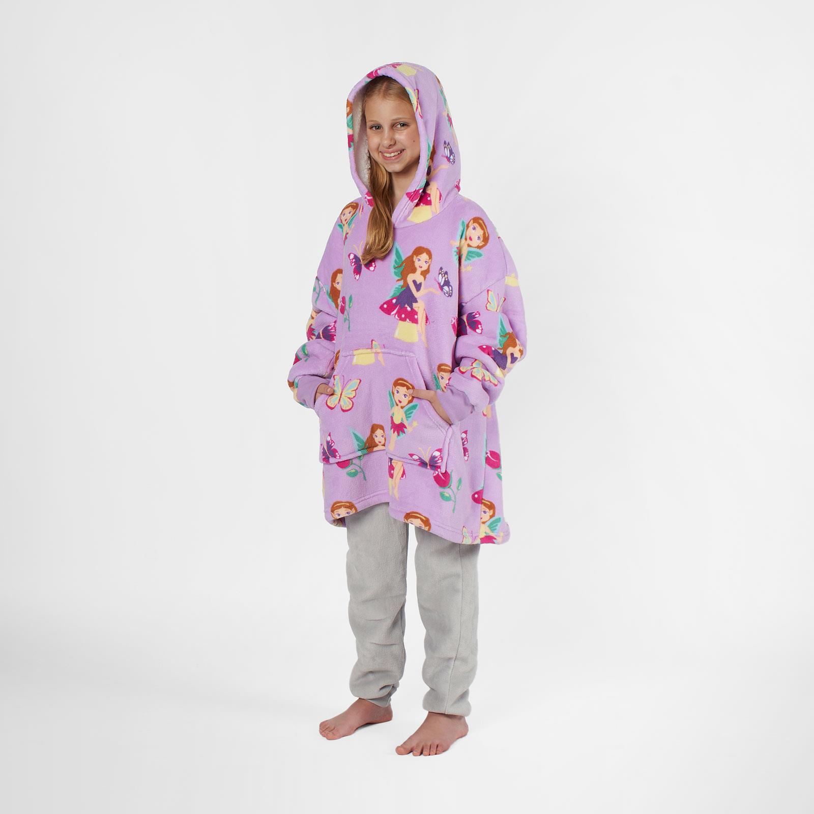 Kids Hoodie Blanket Oversized Sherpa Fleece Jumper Sweatshirt Soft Warm Throw - Picture 50 of 169