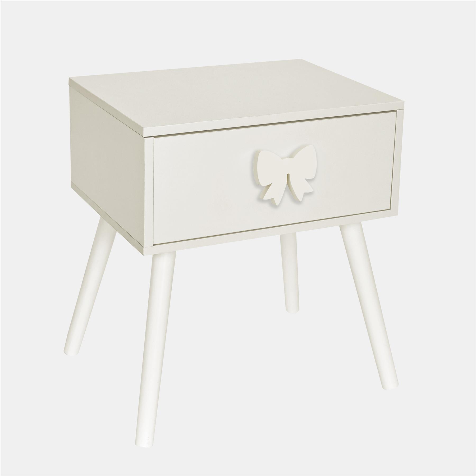 OHS Bow Decor Bedside Wood Nightstand 1 Drawer Storage Unit End Table Home Decor