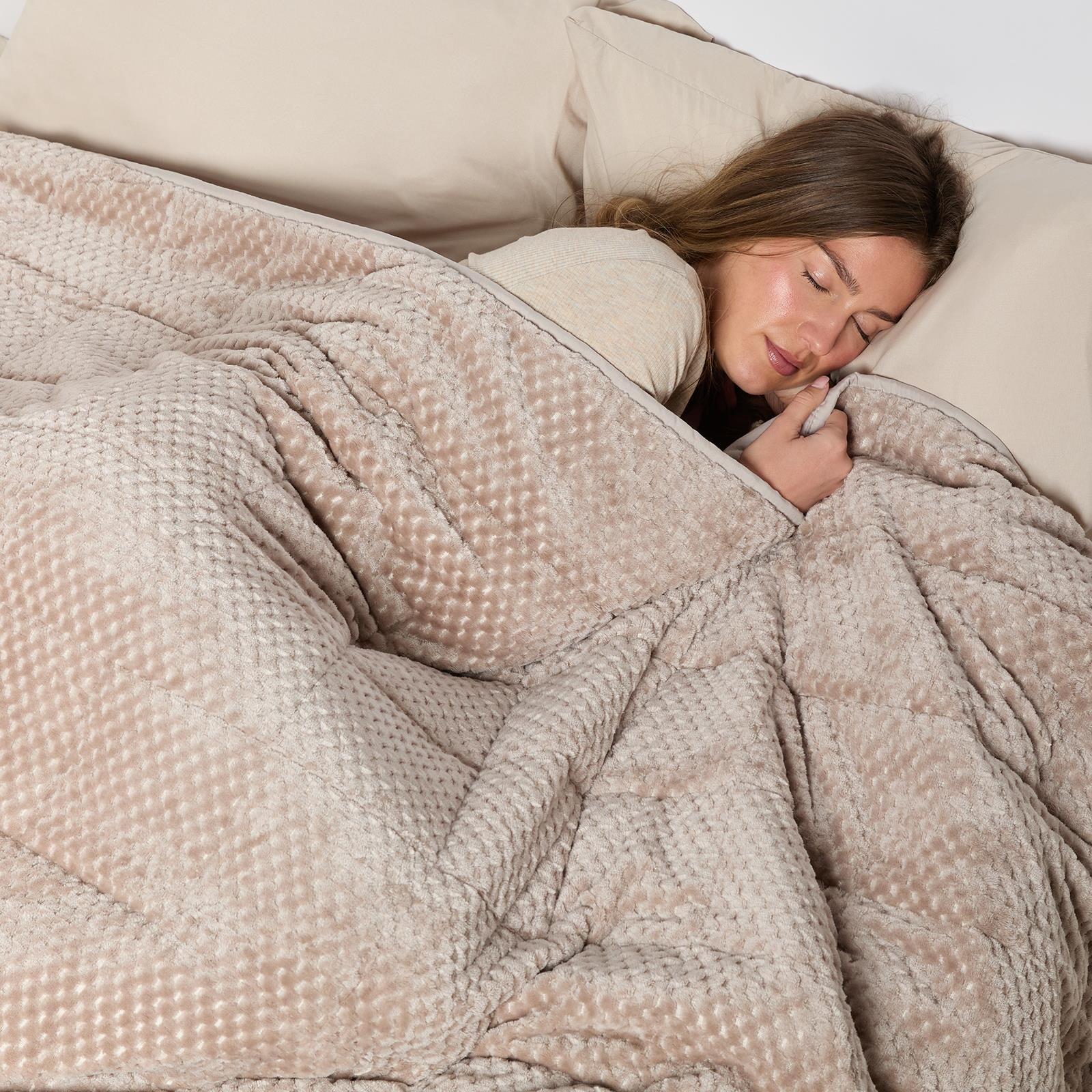 OHS Waffle Fleece Weighted Blanket Sleep Therapy Anxiety Super Soft Bed Throw