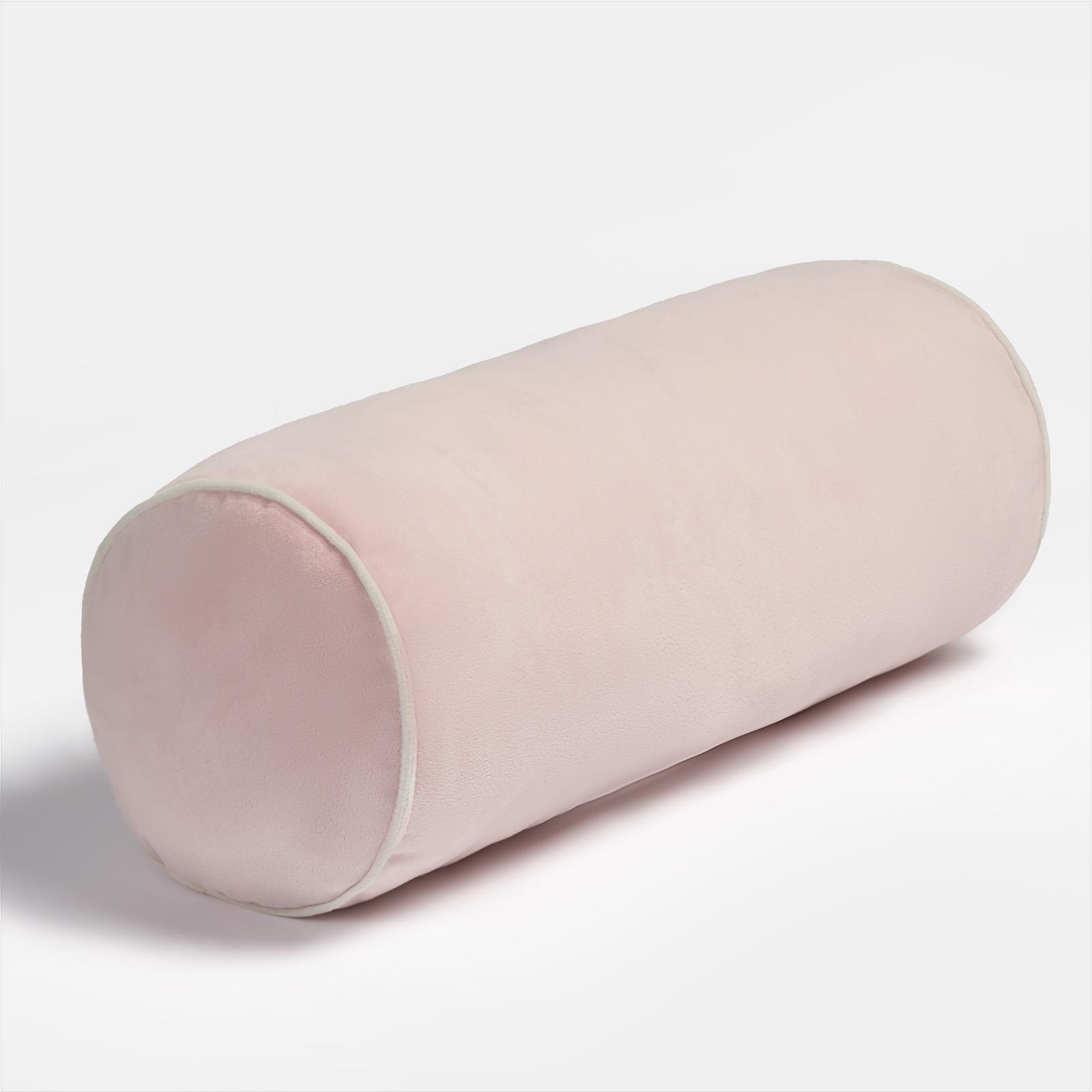 OHS Piped Edge Bolster Cushion Matte Velvet Bedroom Sofa Plump Filled Pillow
