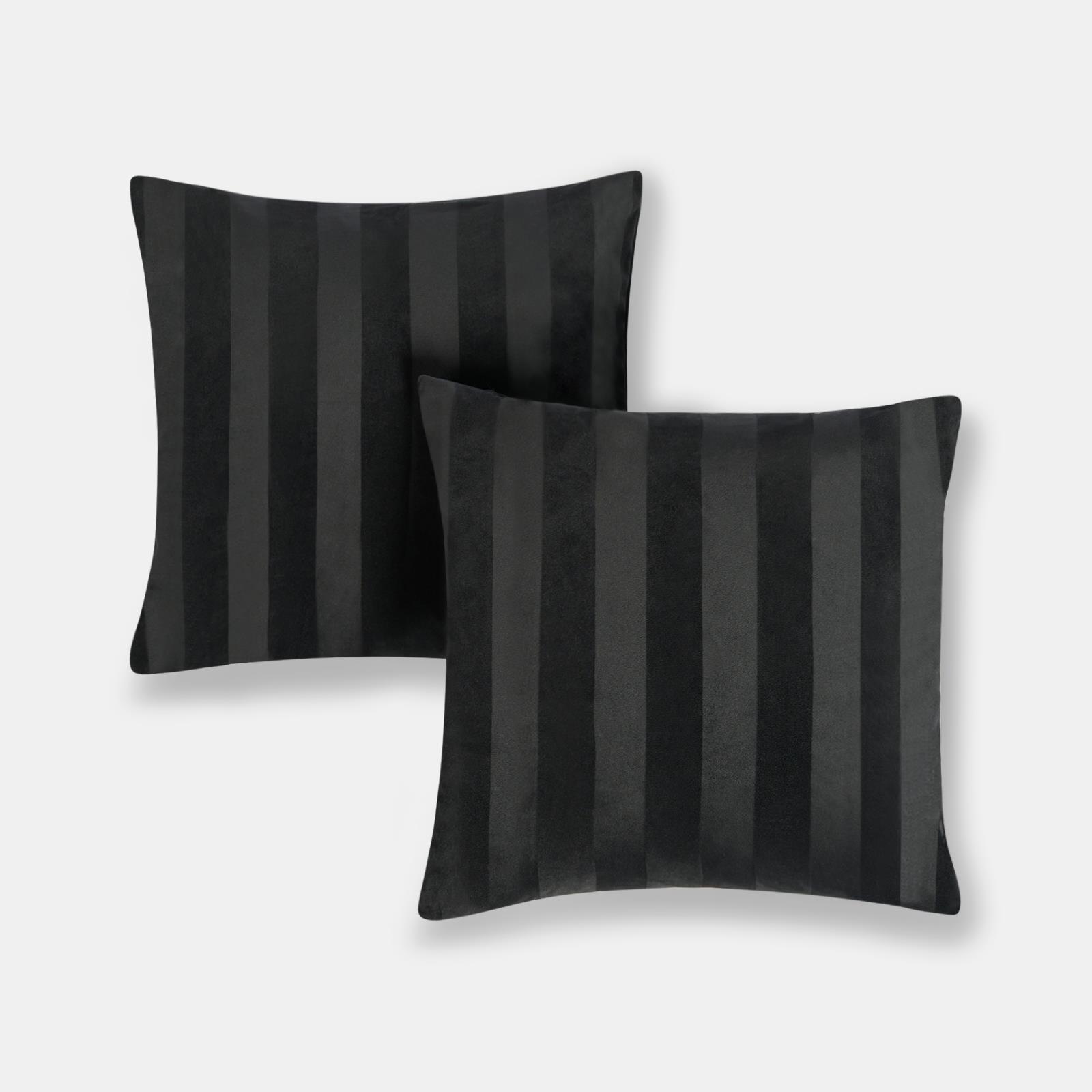 OHS Stripe Cushion Covers 2 Pack Matte Velvet Square Pillowcases Home Decor