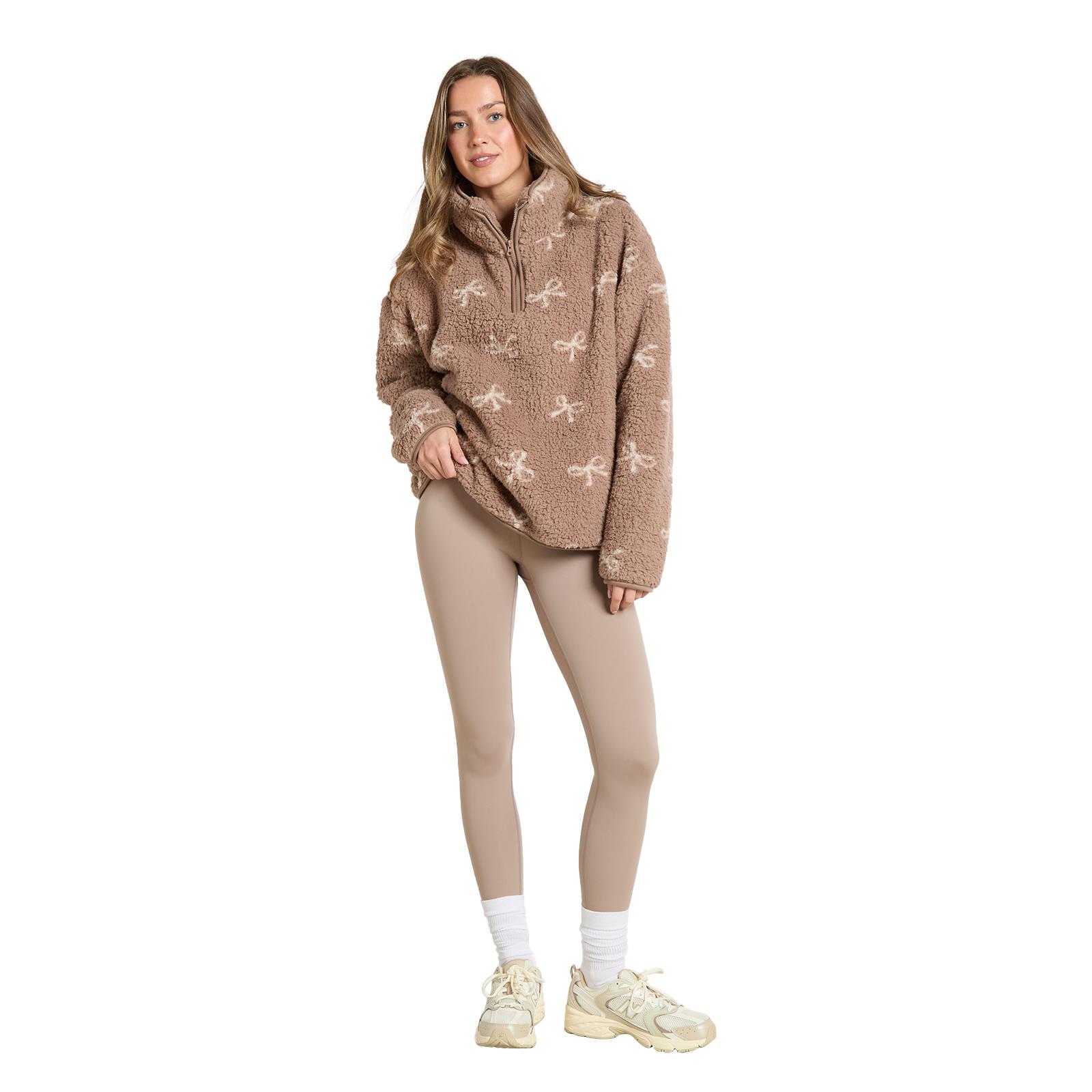OHS Bows Half Zip Hoodie Teddy Fleece Winter Thermal Jumper Pullover Sweatshirt