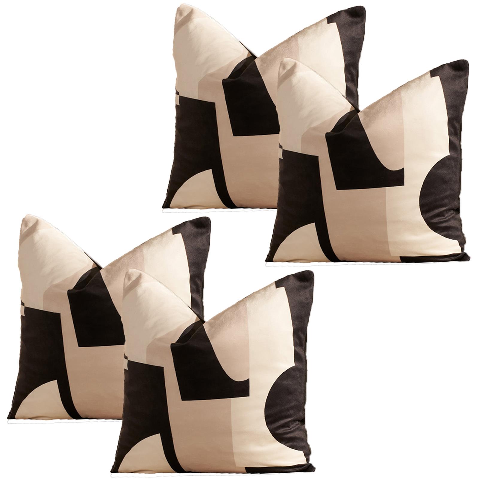 Abstract Cushion Covers Geo Matte Velvet Inner Pads 18 x 18 2/4 Pack Sofa Seat - Picture 7 of 13