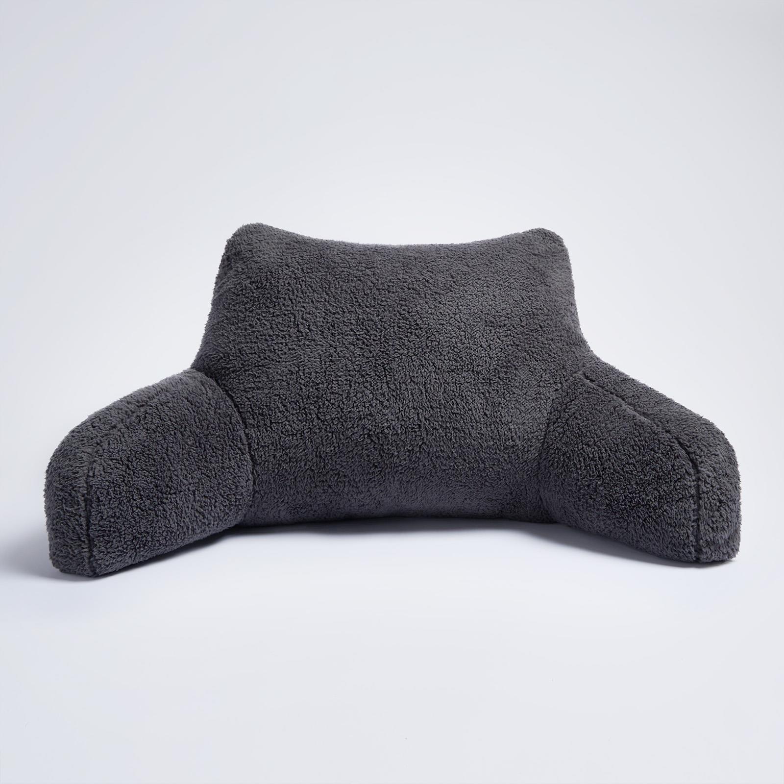 Teddy Fleece Bed Reading Cushion Pillow with Arms Lumbar Chair Back Rest Support - Picture 23 of 59