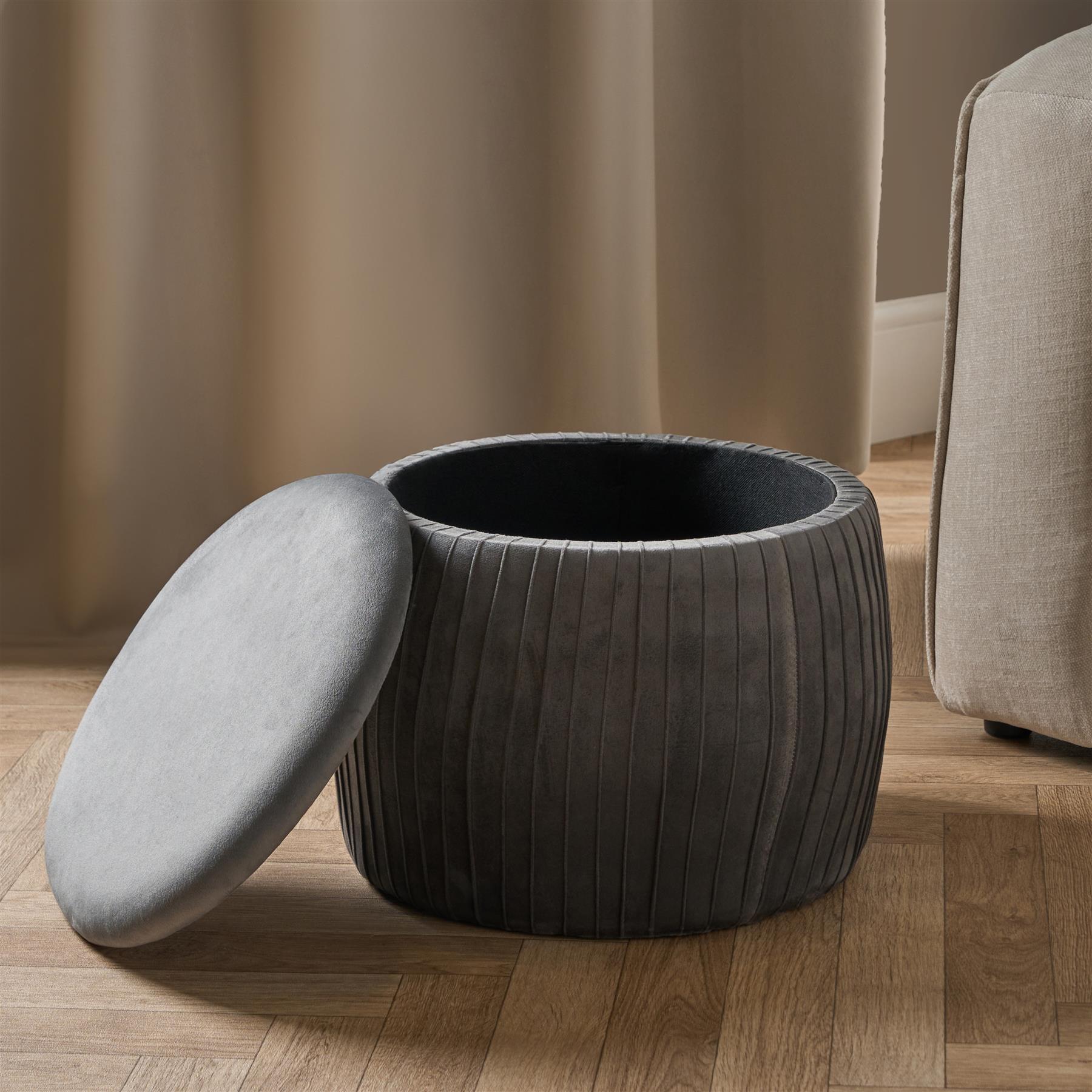 Ottoman Storage Stool Matte Velvet Pleated Home Decor Vanity Pouffe Chair Seat