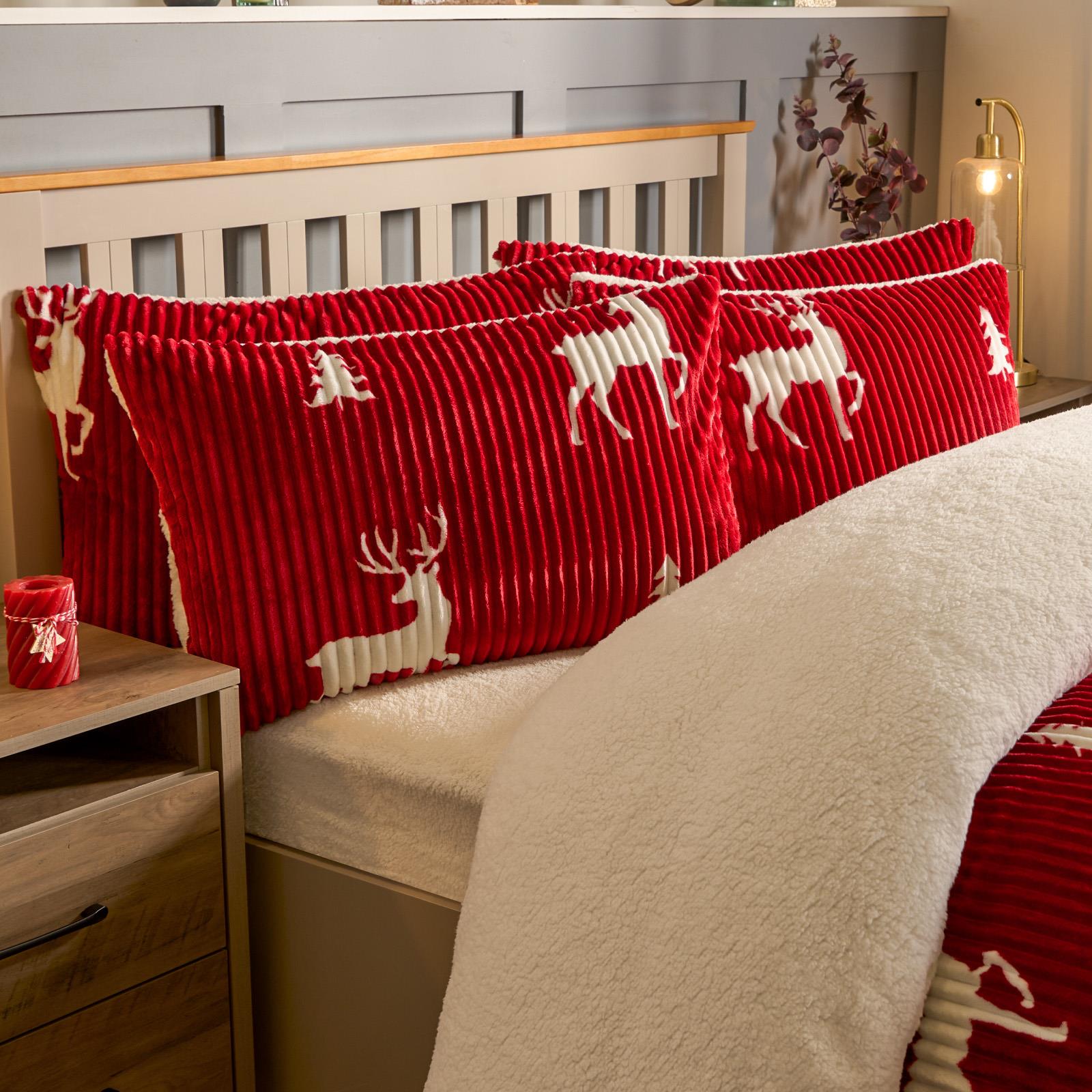 Stag Duvet Cover Pillowcase Bedding Set Soft Ribbed Fleece Quilt Double King Bed