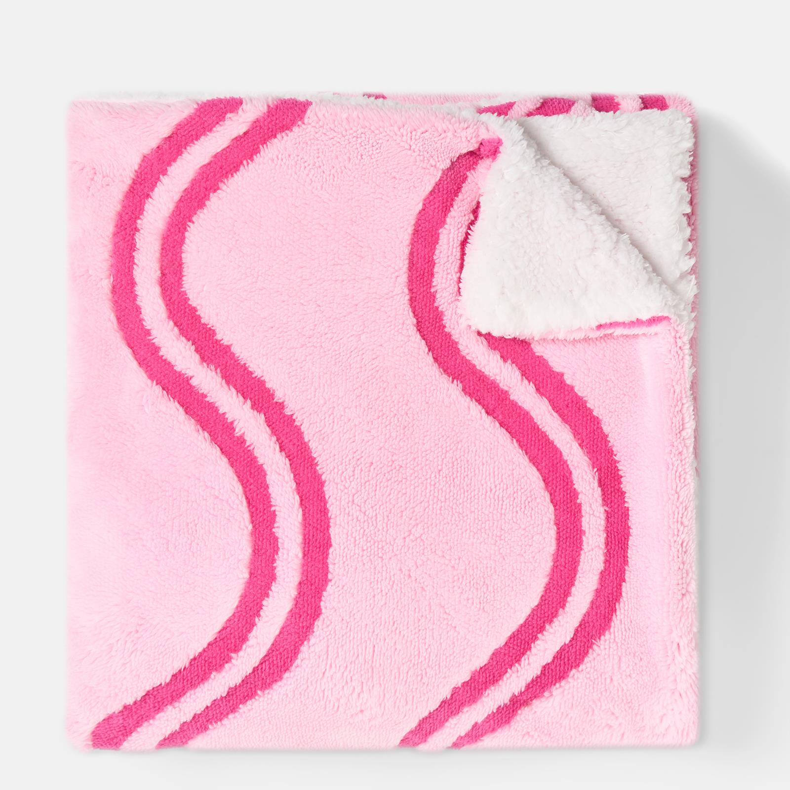 OHS Waves Throw Tufted Teddy Fleece Blanket Winter Soft Warm Bedspread