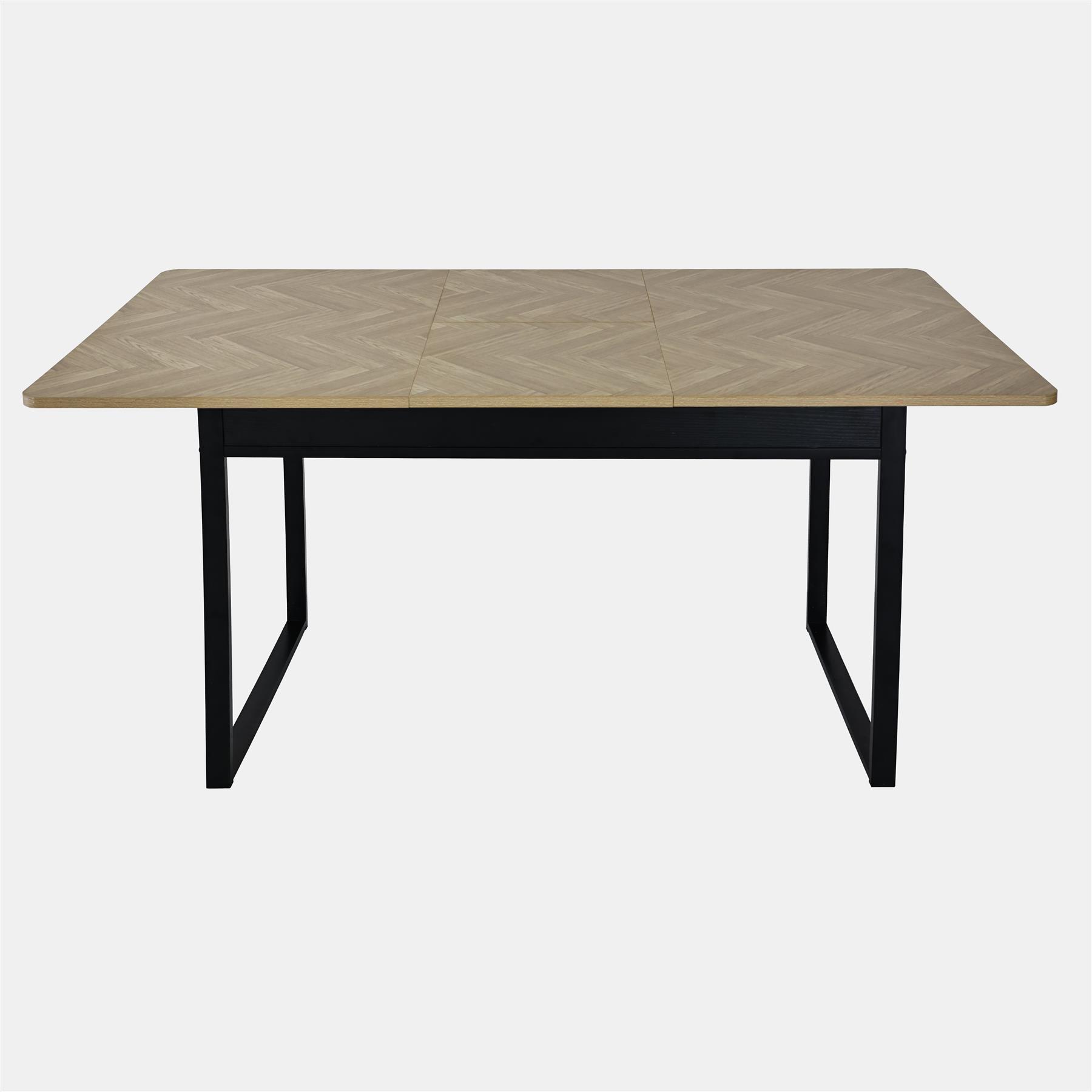 OHS Extendable Dining Table 4-6 Seater Chevron Wood Effect Kitchen Tables