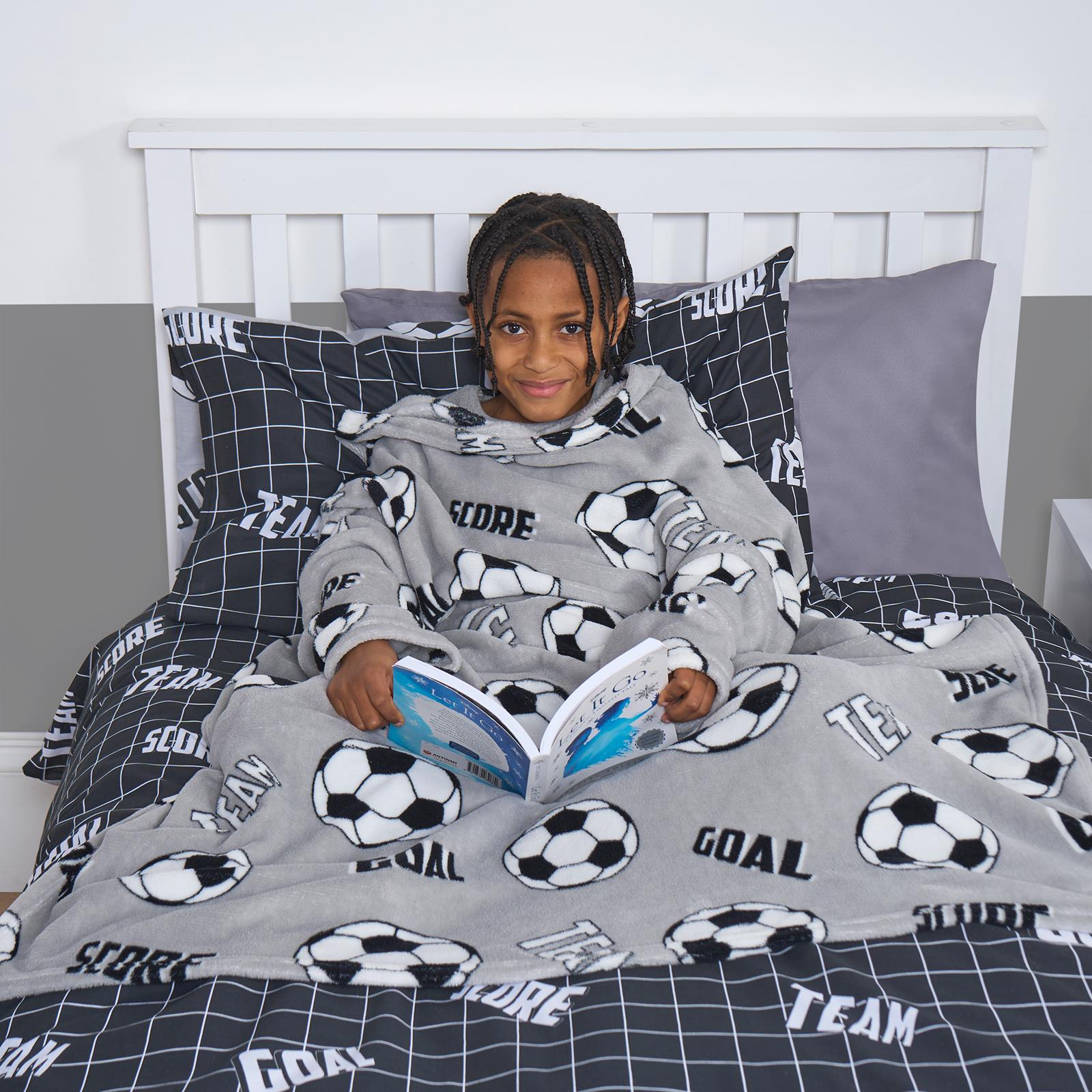 Kids Fleece Blanket with Sleeves Arms Wearable Supersoft Cosy Plush Warm Throw