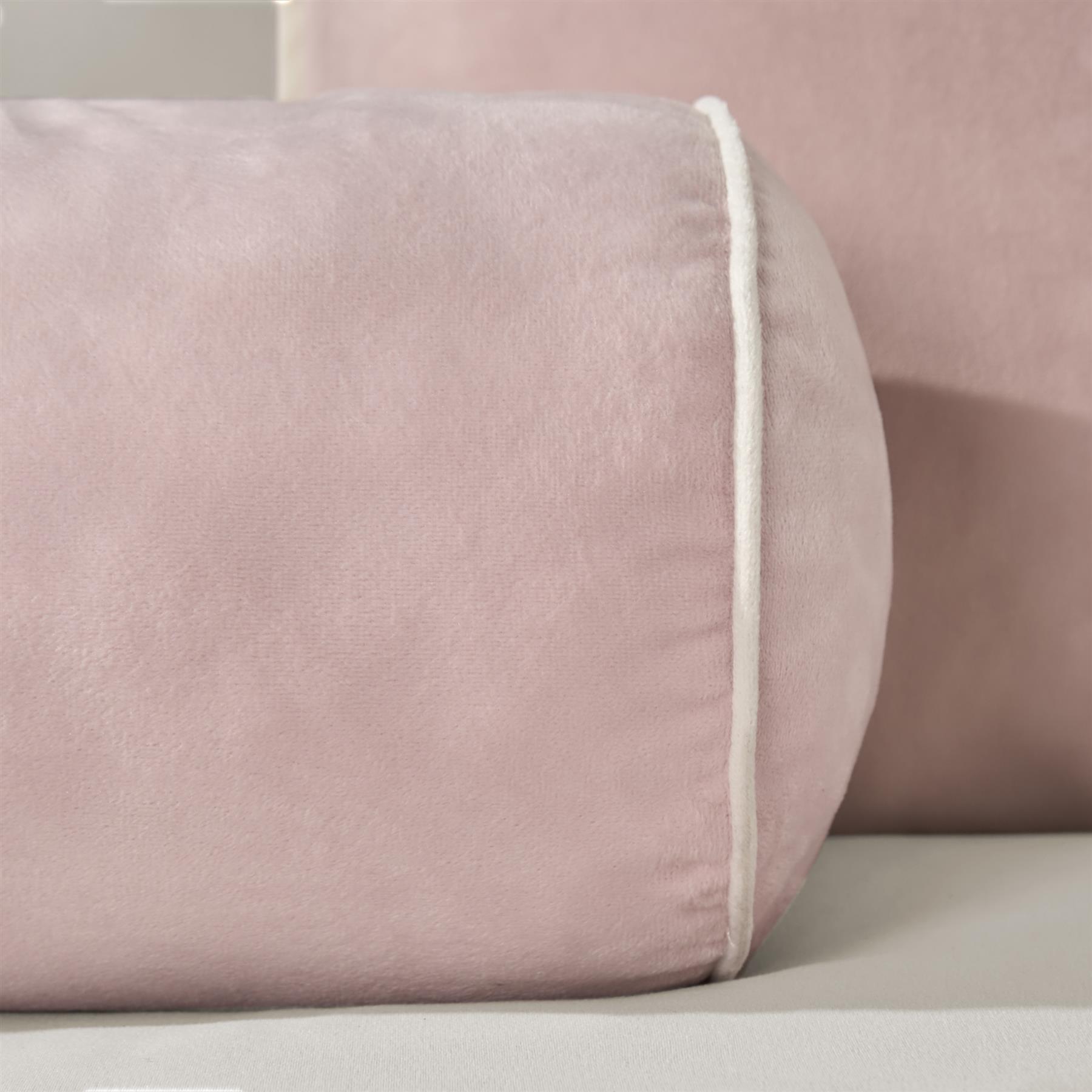 OHS Piped Edge Bolster Cushion Matte Velvet Bedroom Sofa Plump Filled Pillow