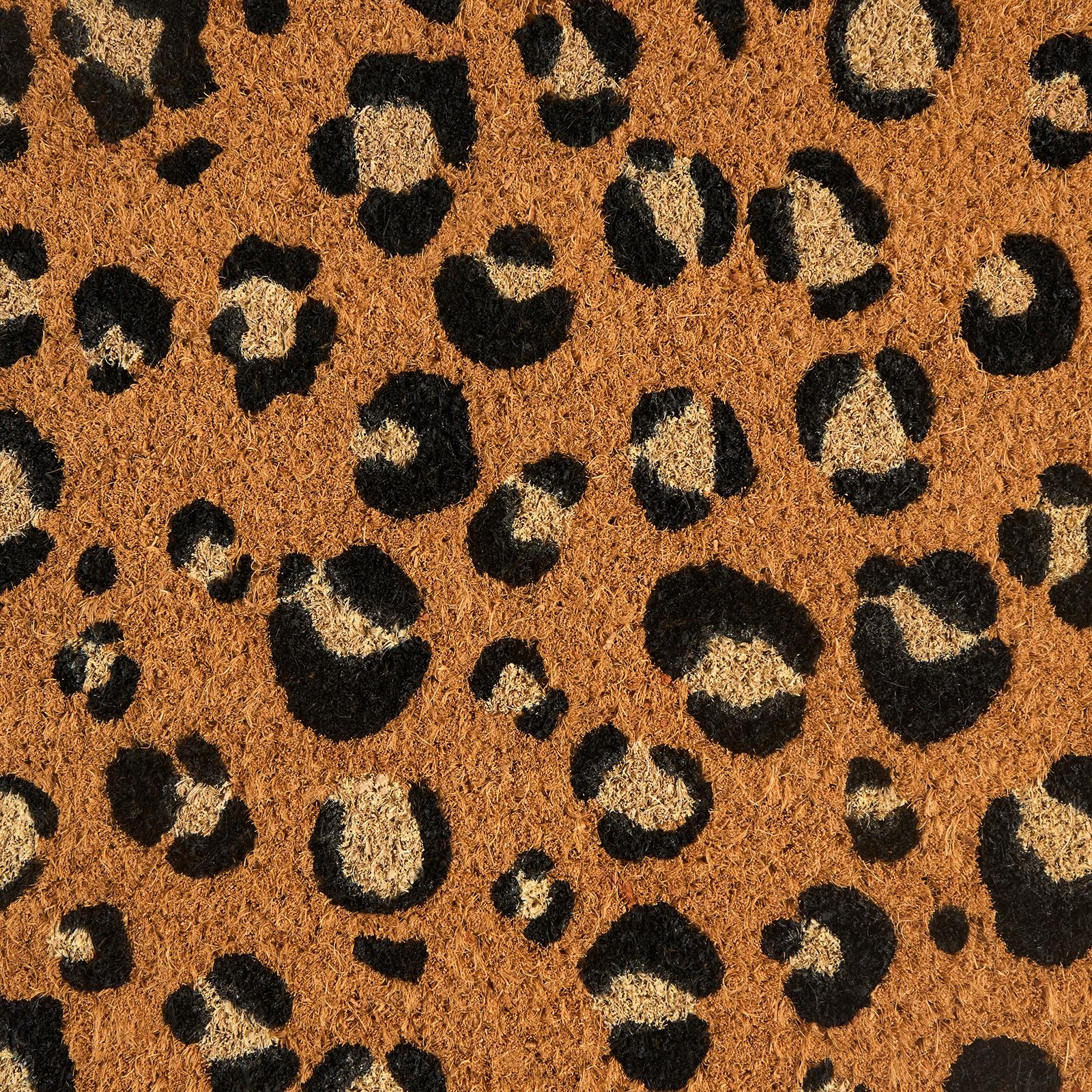 OHS Leopard Print Doormat Non Slip Indoor Outdoor Natural Coir Door Mat Rug