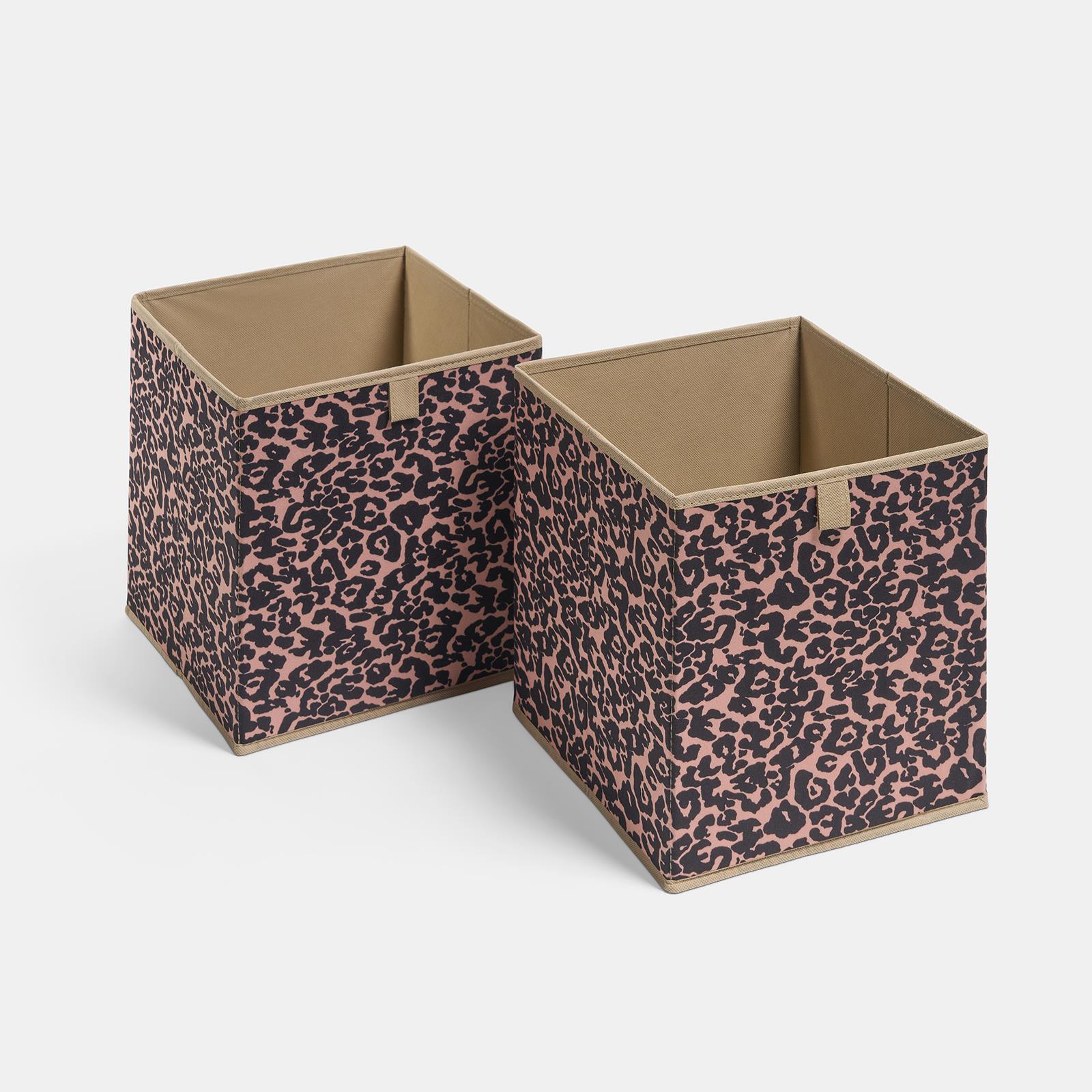 OHS Storage Cube Boxes Animal Print 2/4 Pack Folding Shoe Organiser Tidy Set