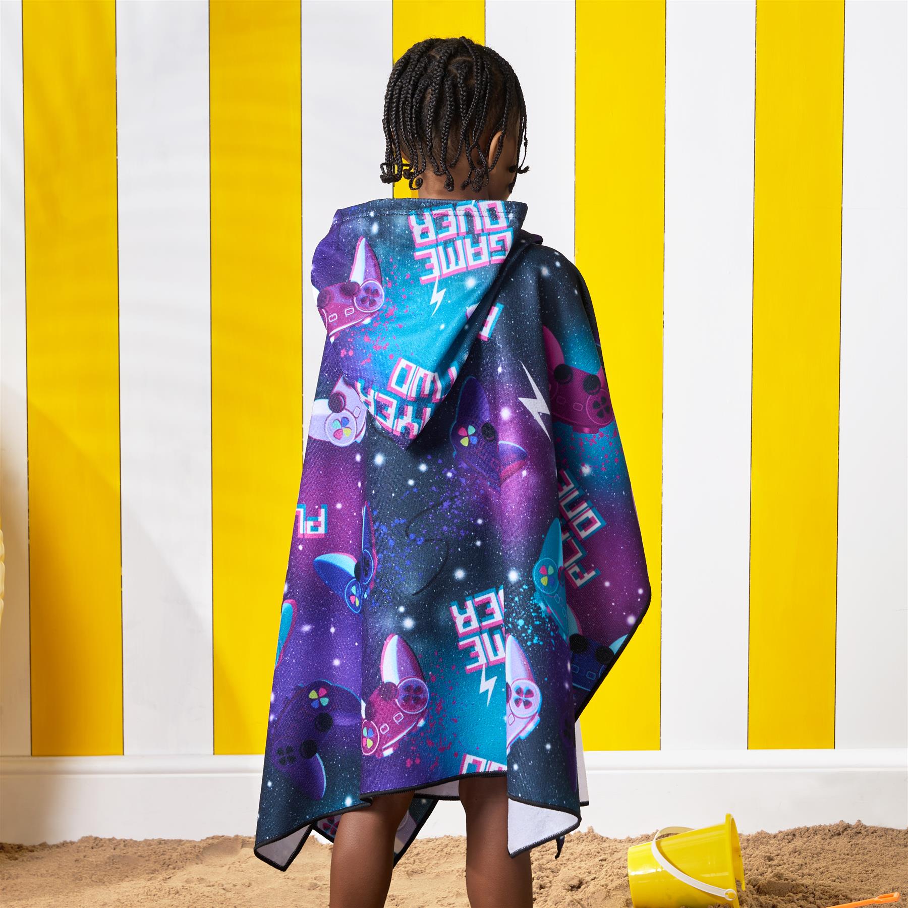Kids Poncho Beach Towel Hooded Quick Dry Microfibre Holiday Swimming Absorbent - Picture 45 of 139